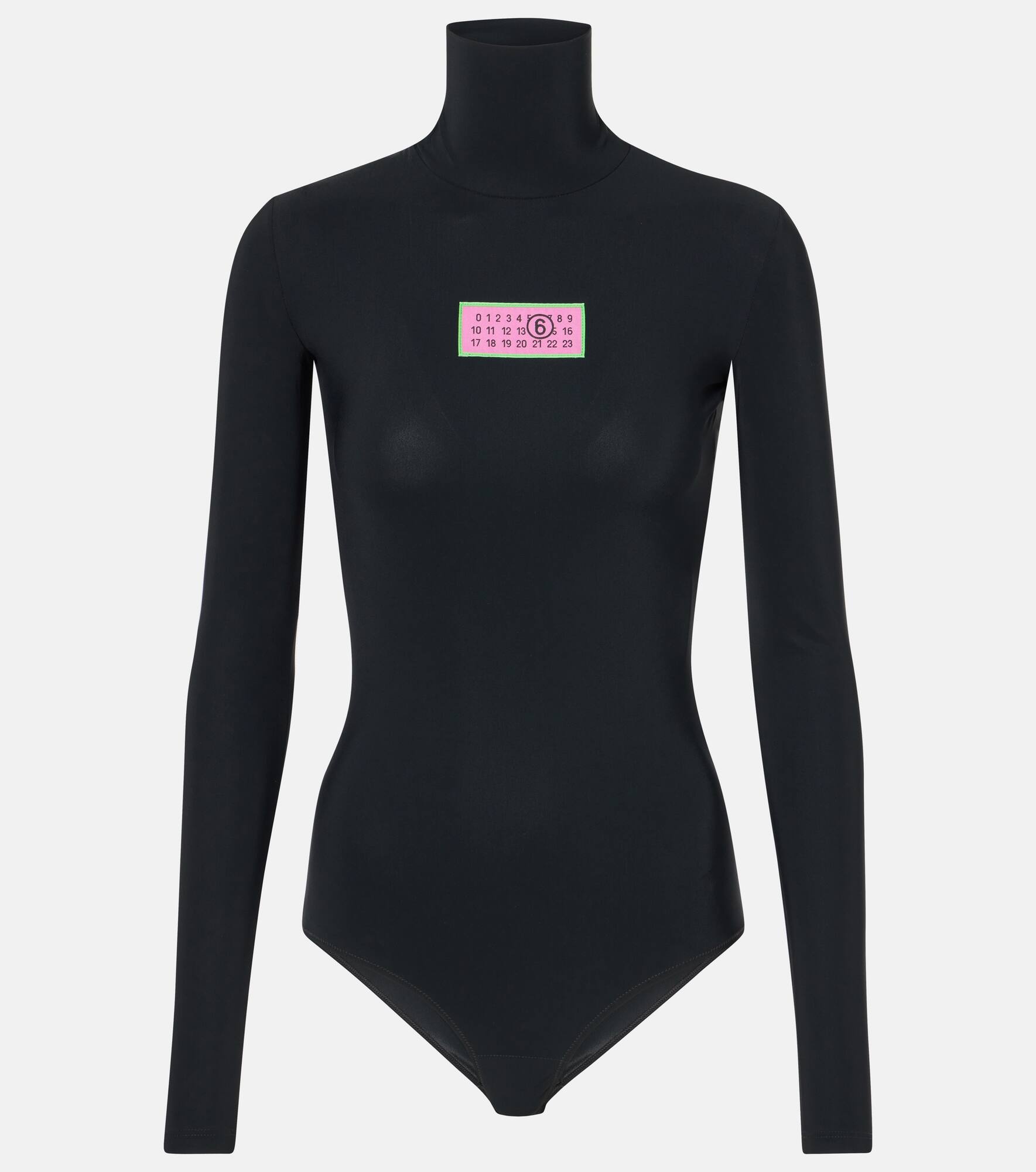MM6 Maison Margiela Logo Print Long Sleeve Bodysuit - SRM