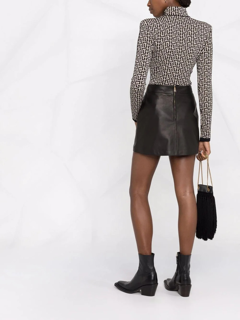 eyelet detail leather mini skirt 6