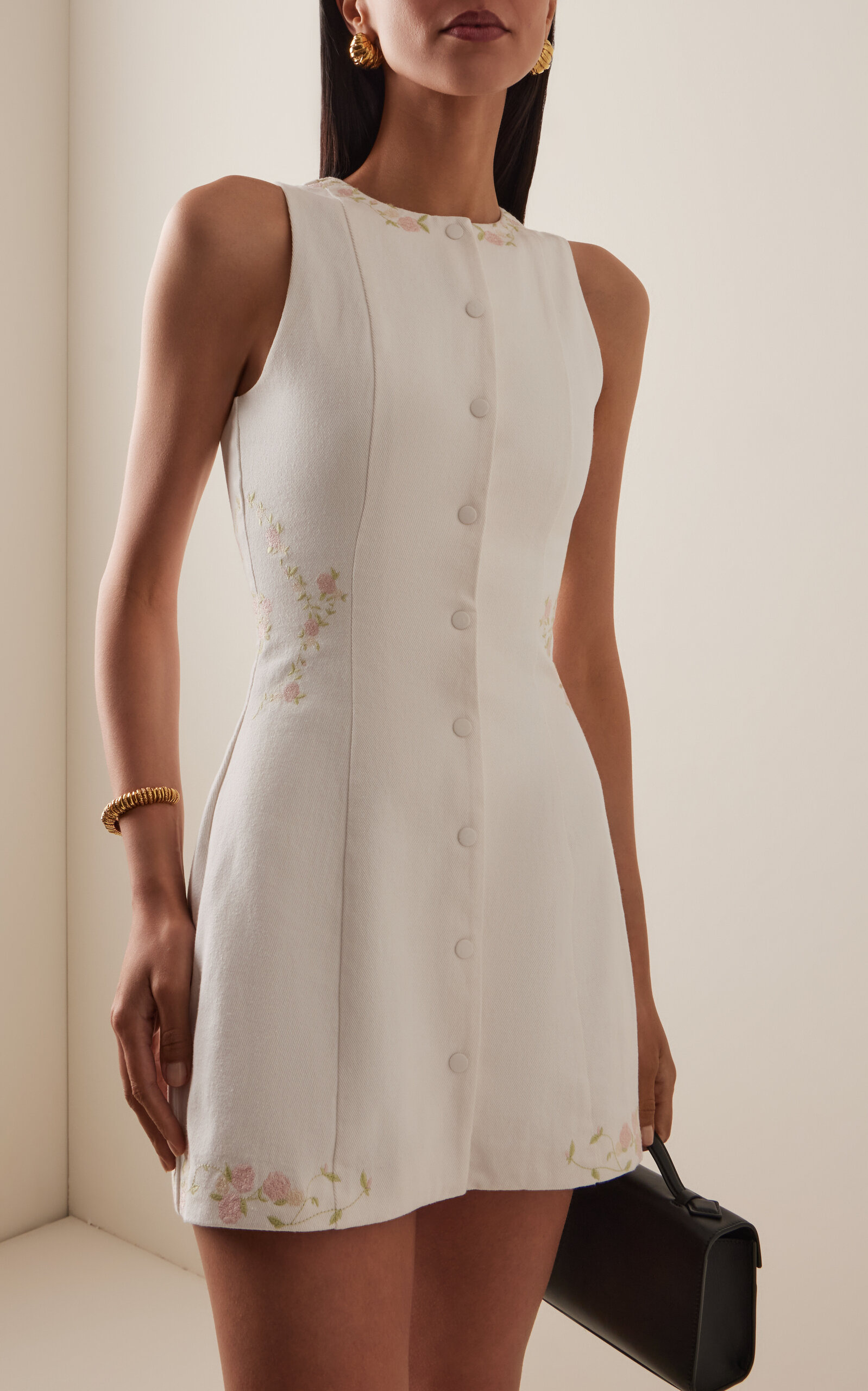 Embroidered Cotton Mini Dress ivory - 2
