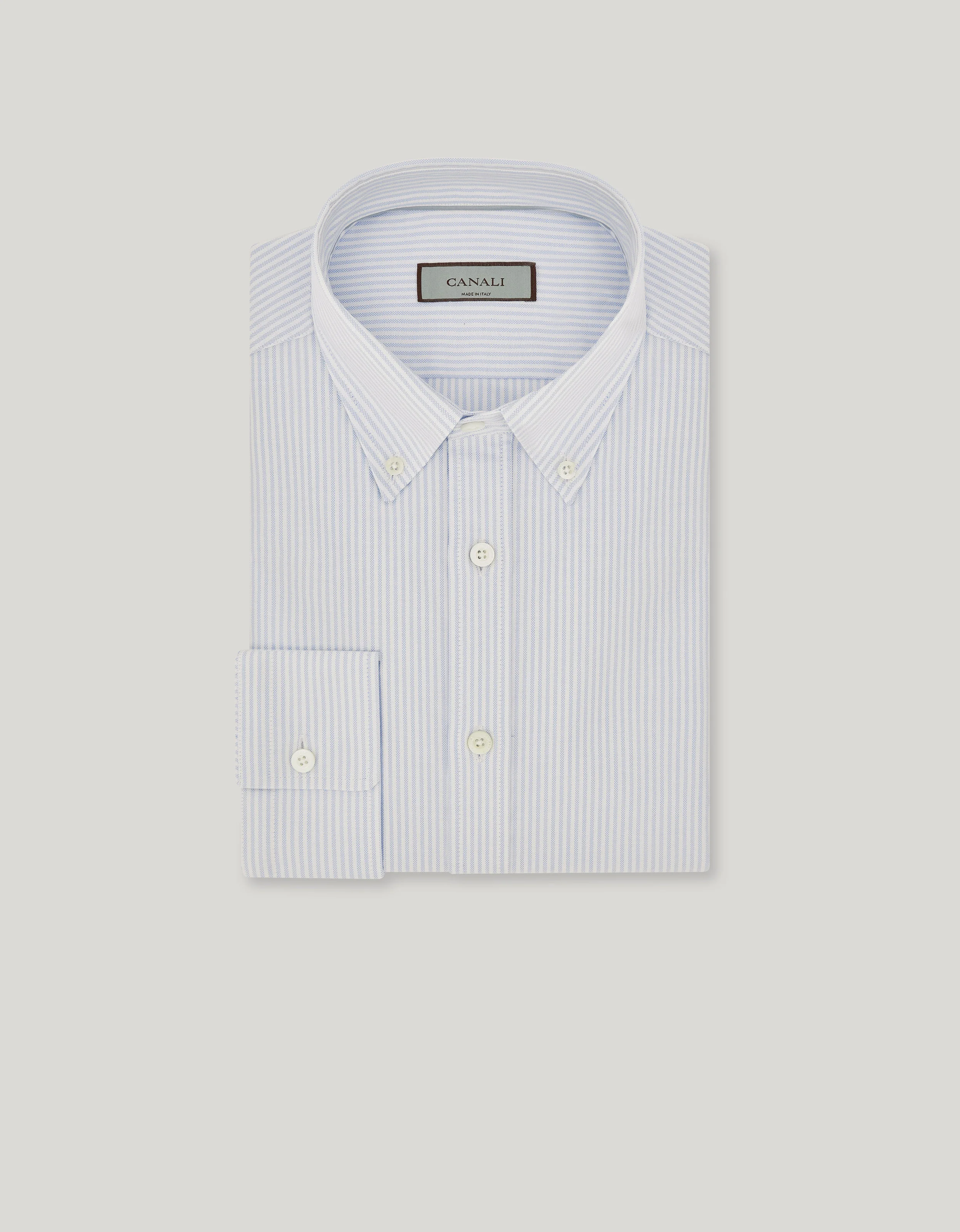 WHITE AND LIGHT BLUE OXFORD COTTON REGULAR-FIT SHIRT - 1