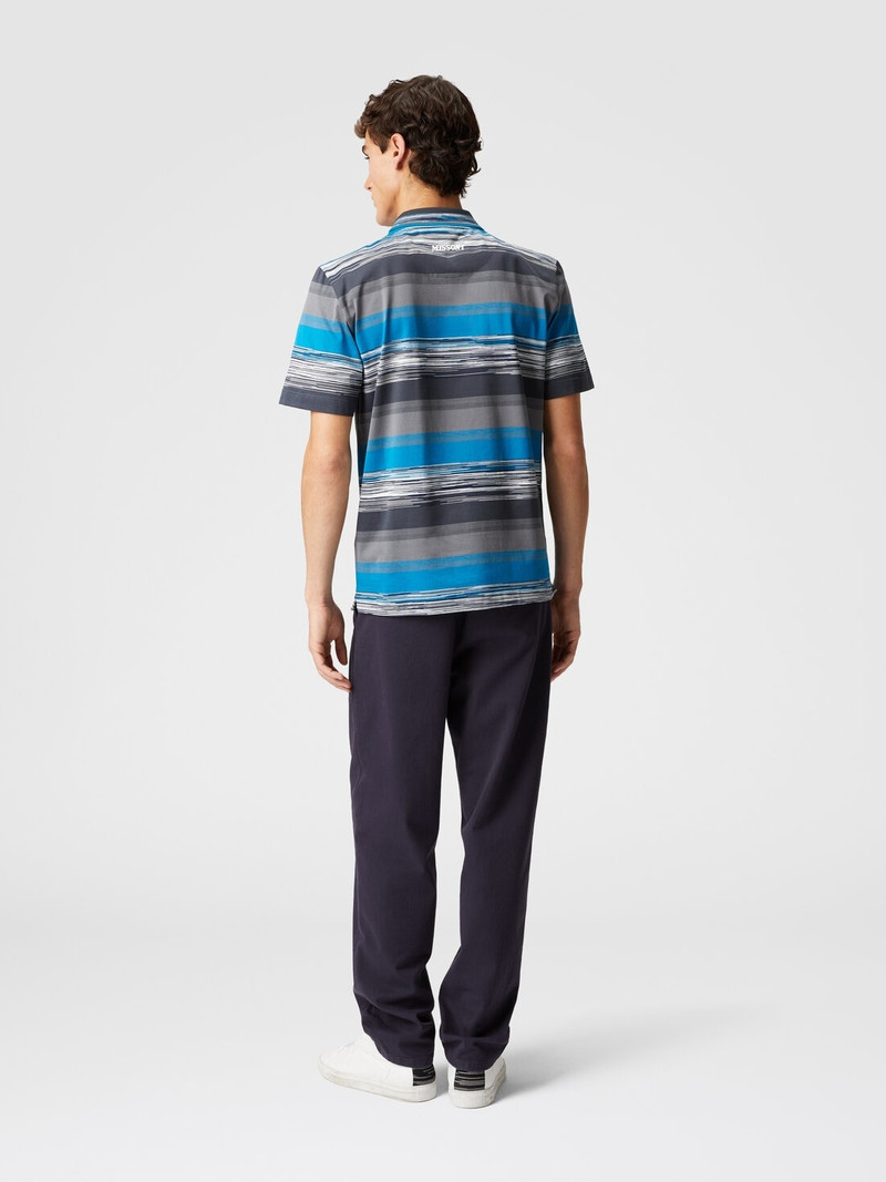 Cotton jersey polo shirt with gradient stripes 3