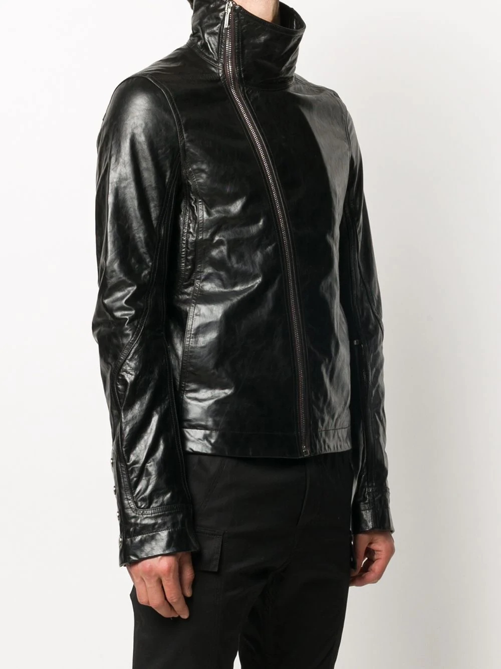 oversize collar biker jacket - 3