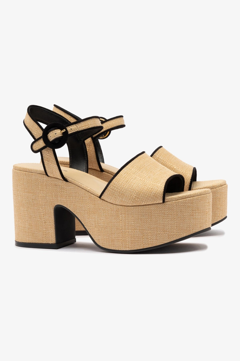 Miso Sandal In Beige Raffia and Black Trimming 3