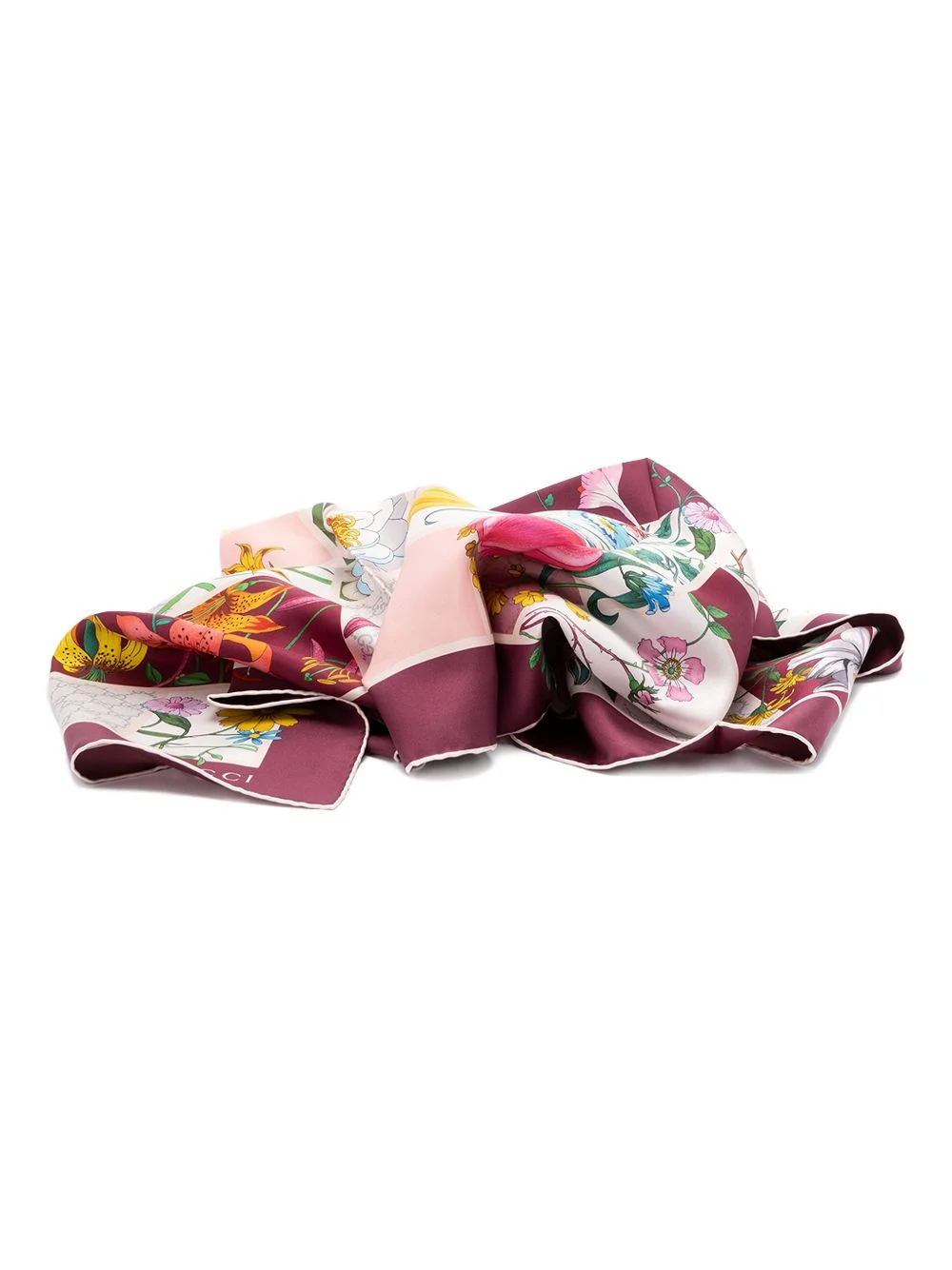 Flora-print silk scarf - 1