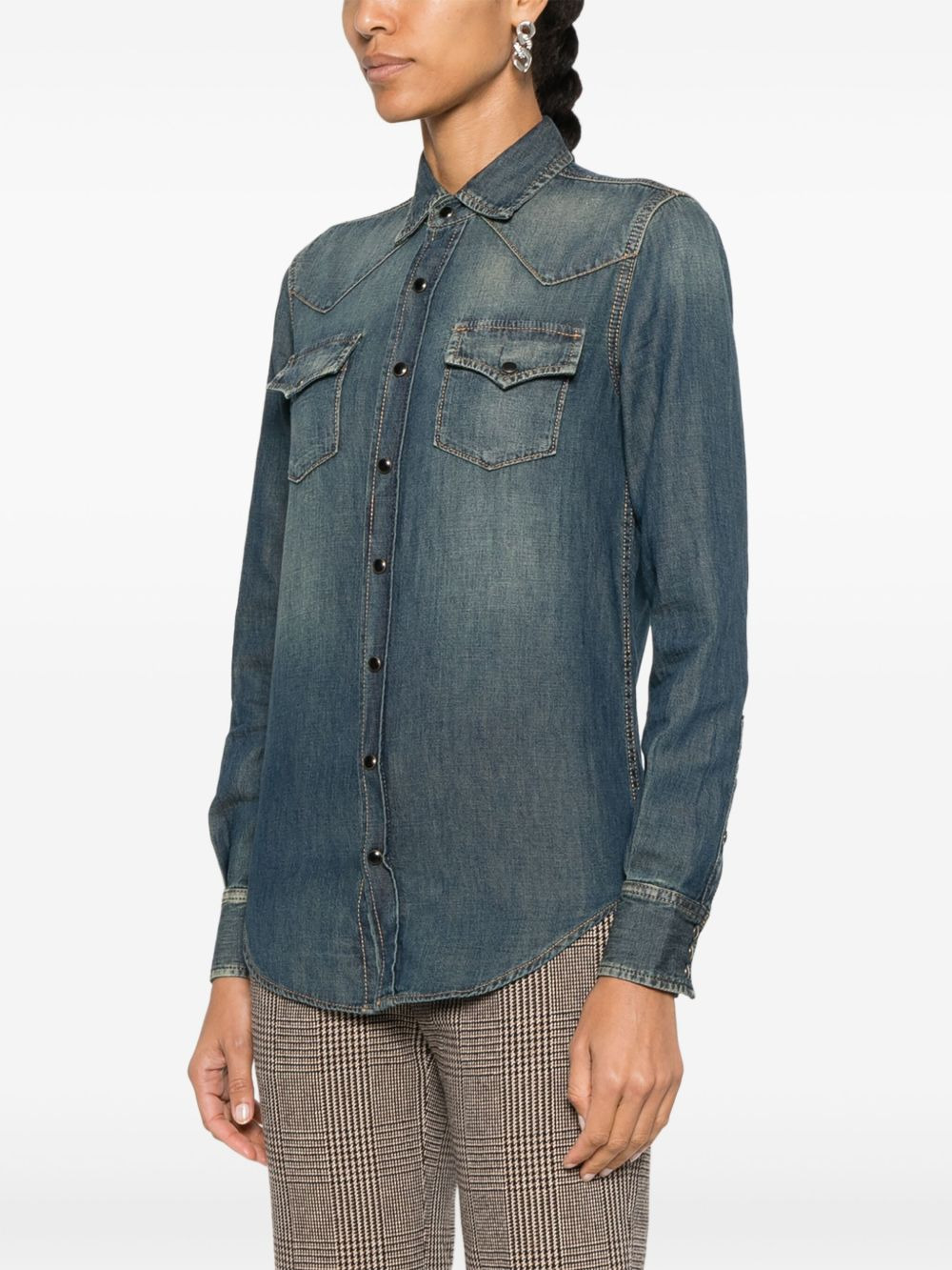 press-stud denim shirt - 3