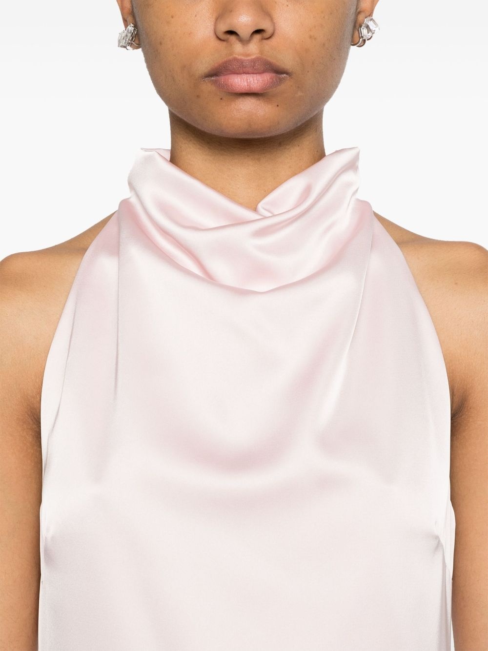 satin halterneck dress - 5