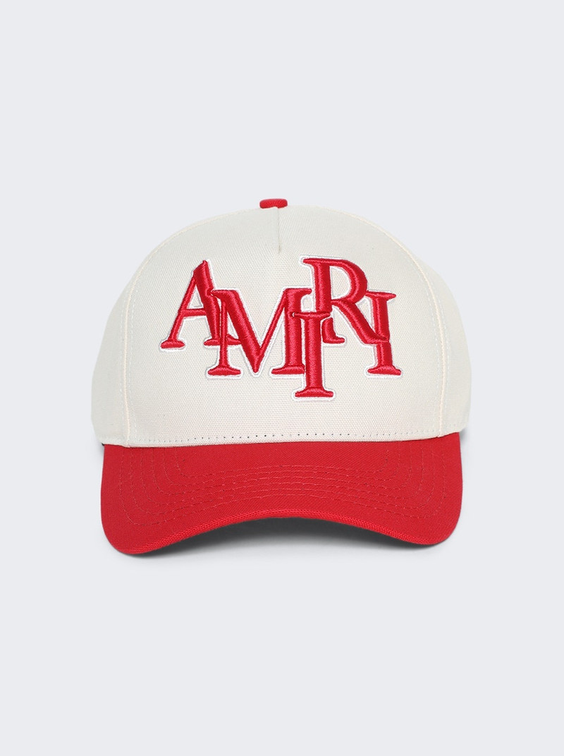 Staggered Logo Canvas Hat Alabaster Red 1