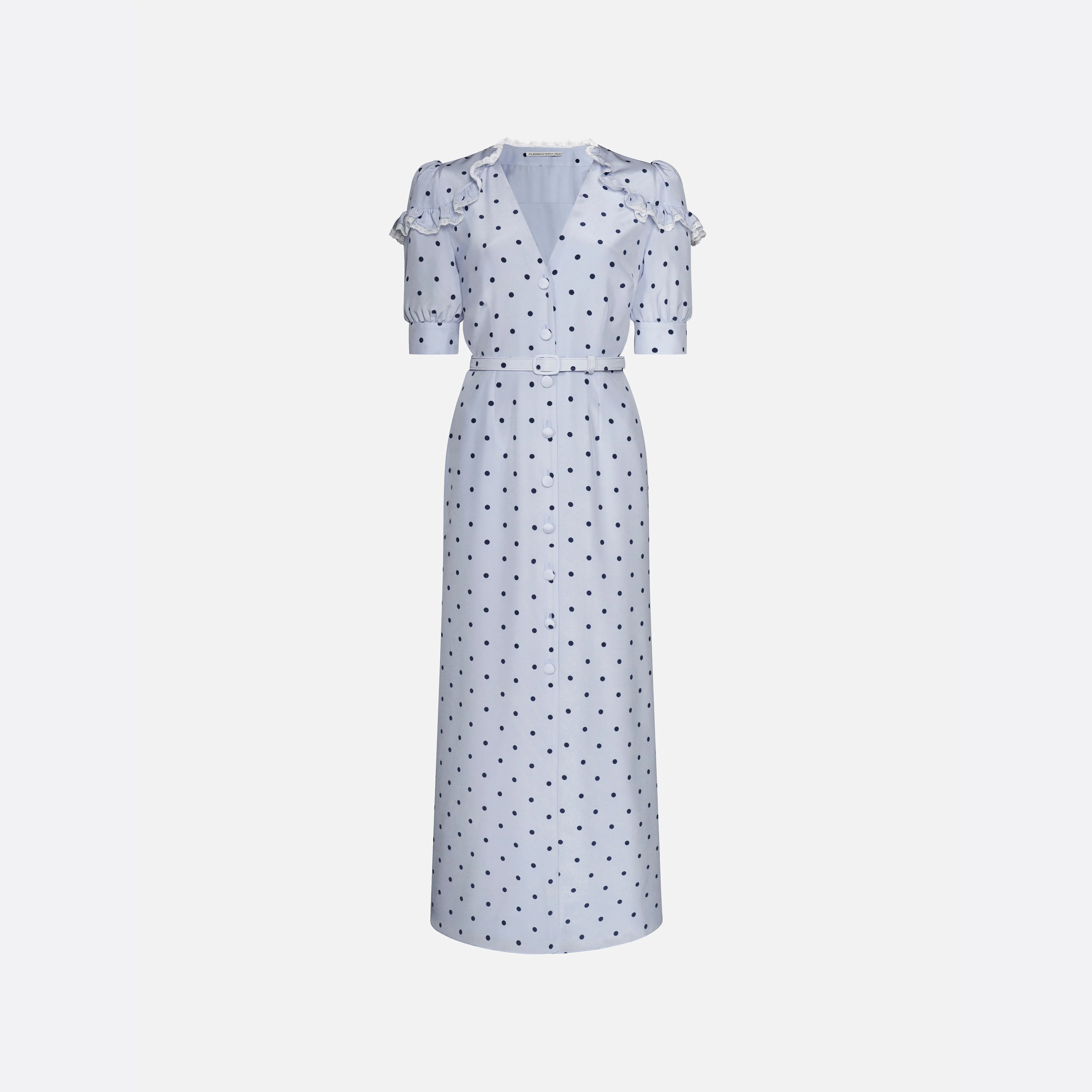POLKA-DOT SILK MIDI DRESS WITH V-NECKLINE - 1