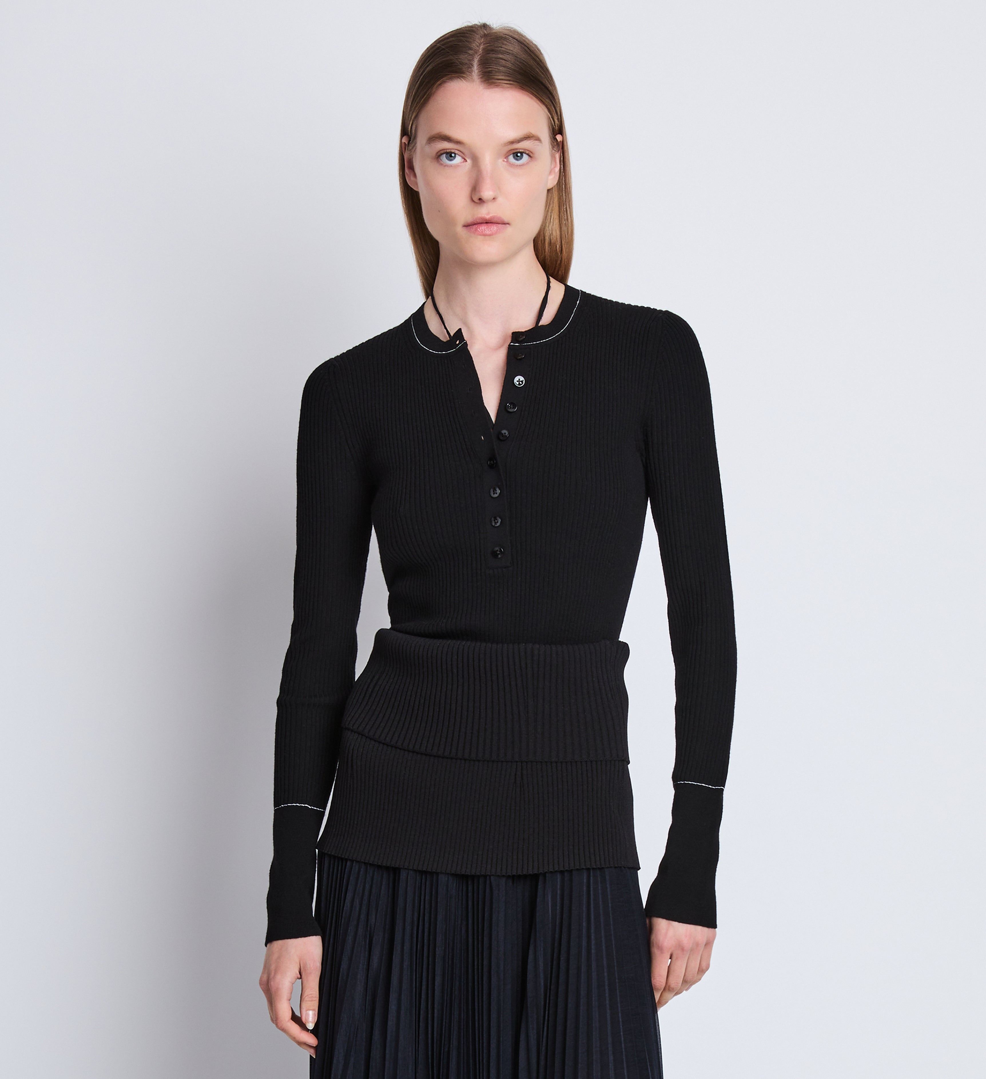 Agnes Henley Sweater in Superfine Wool Merino - 2