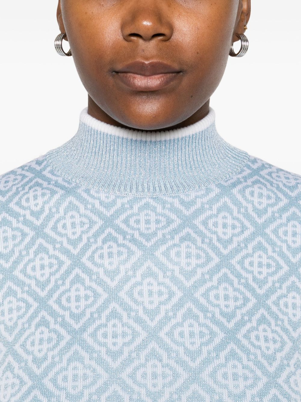 geometric-pattern mock-neck top - 5