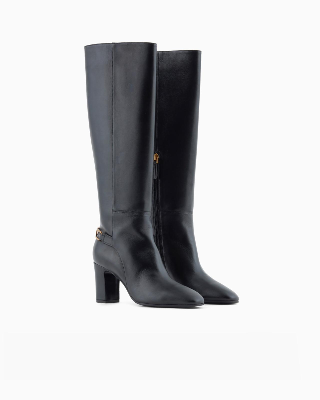 NAPPA-LEATHER BOOTS WITH STRAP AND EAGLE PLATE - 2