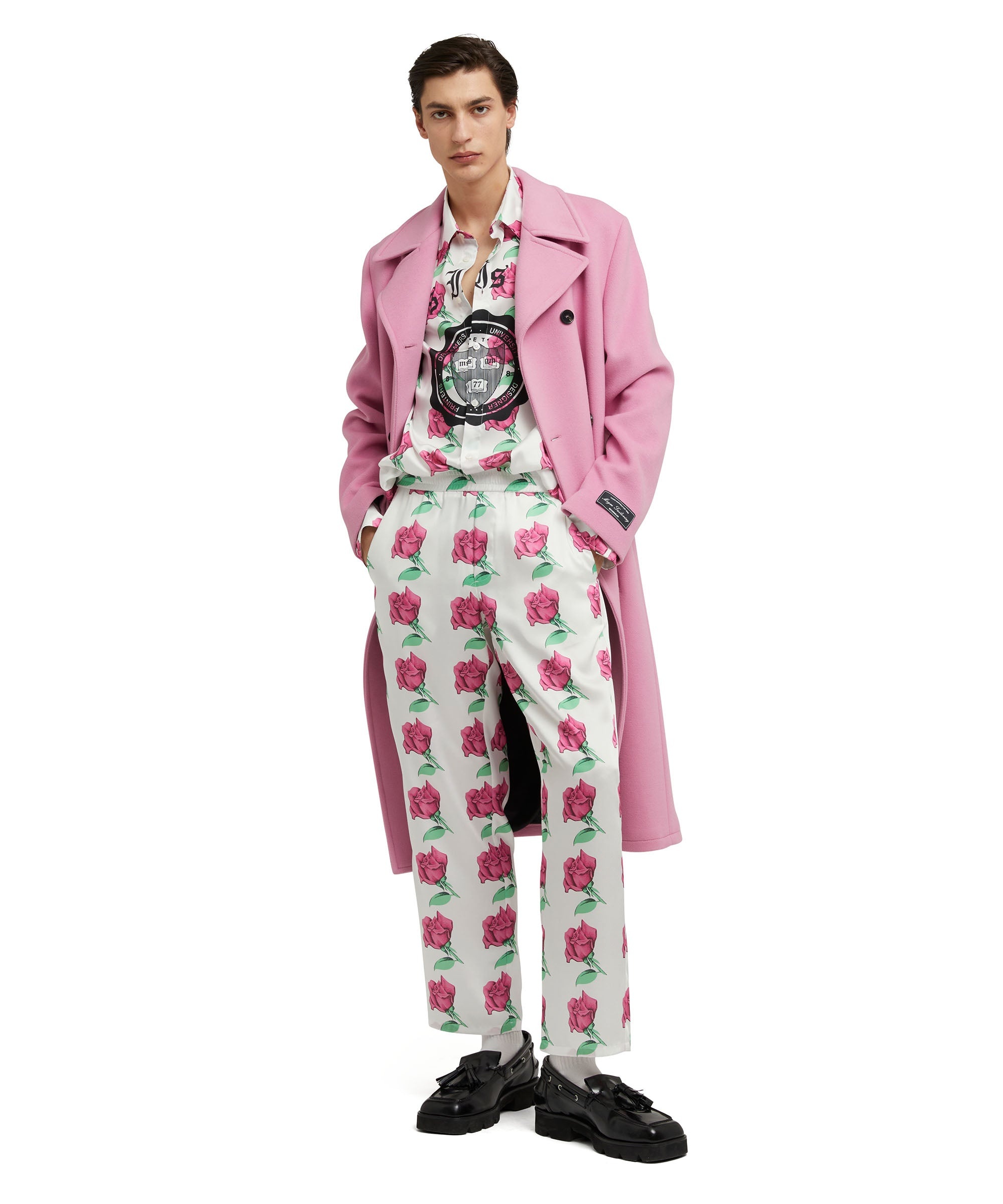 Shirt with "Emblem on Roses printed satin" print - 5