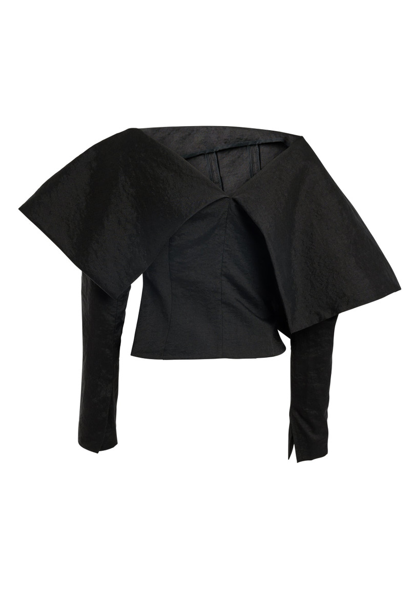 ASYMMETRIC OVERSIZED COLLAR TOP BLACK 3