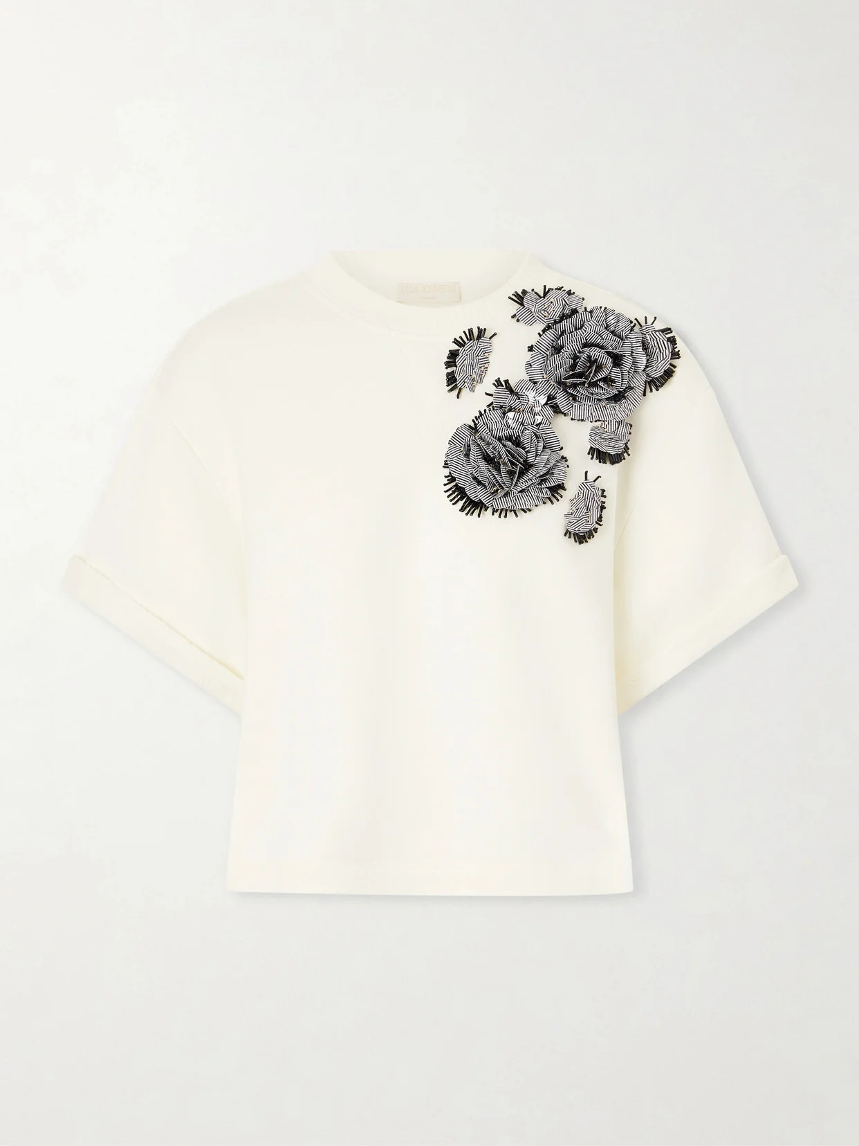 Embellished Cotton-jersey T-shirt - 1