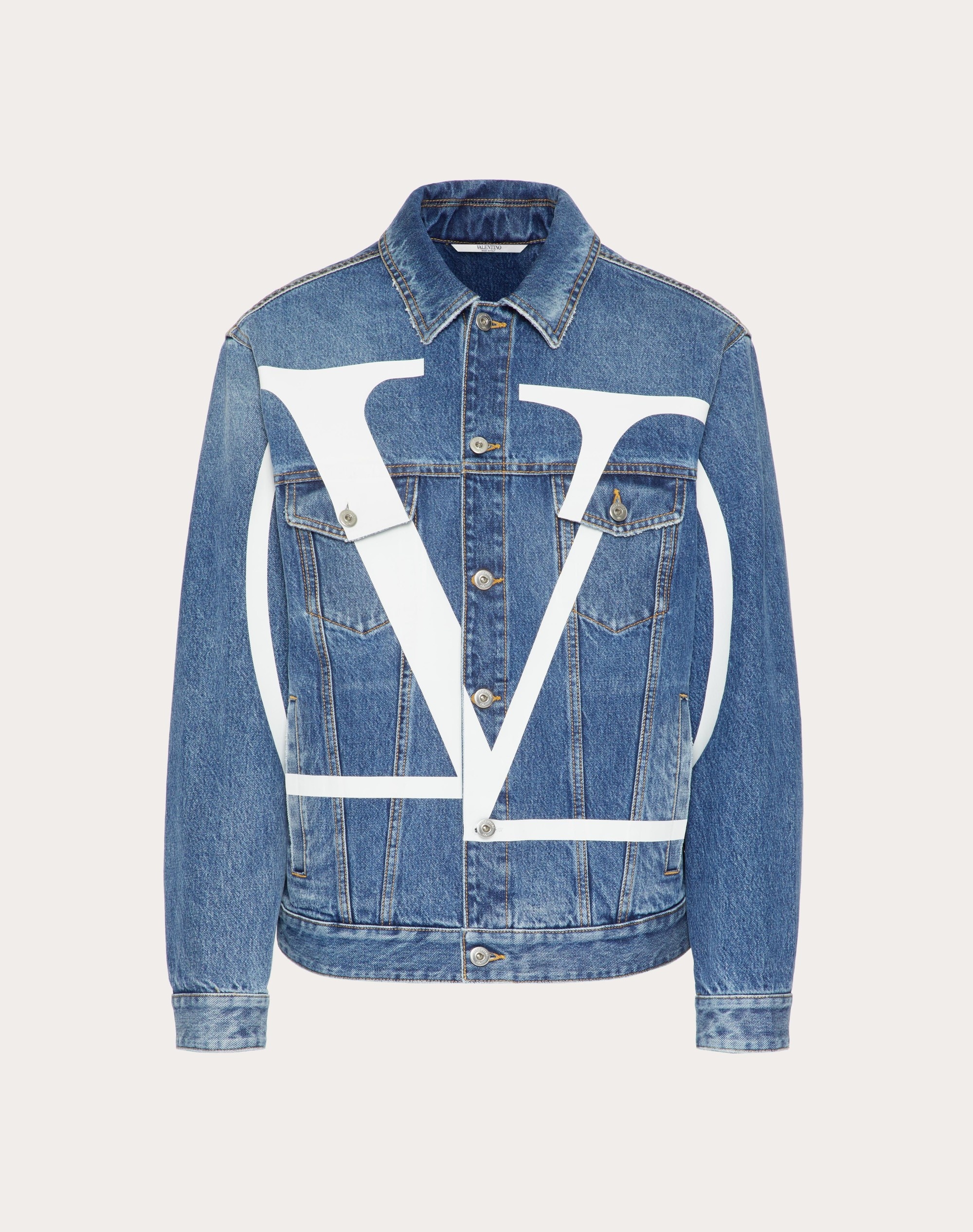 DENIM JACKET WITH VLOGO SIGNATURE PRINT - 1