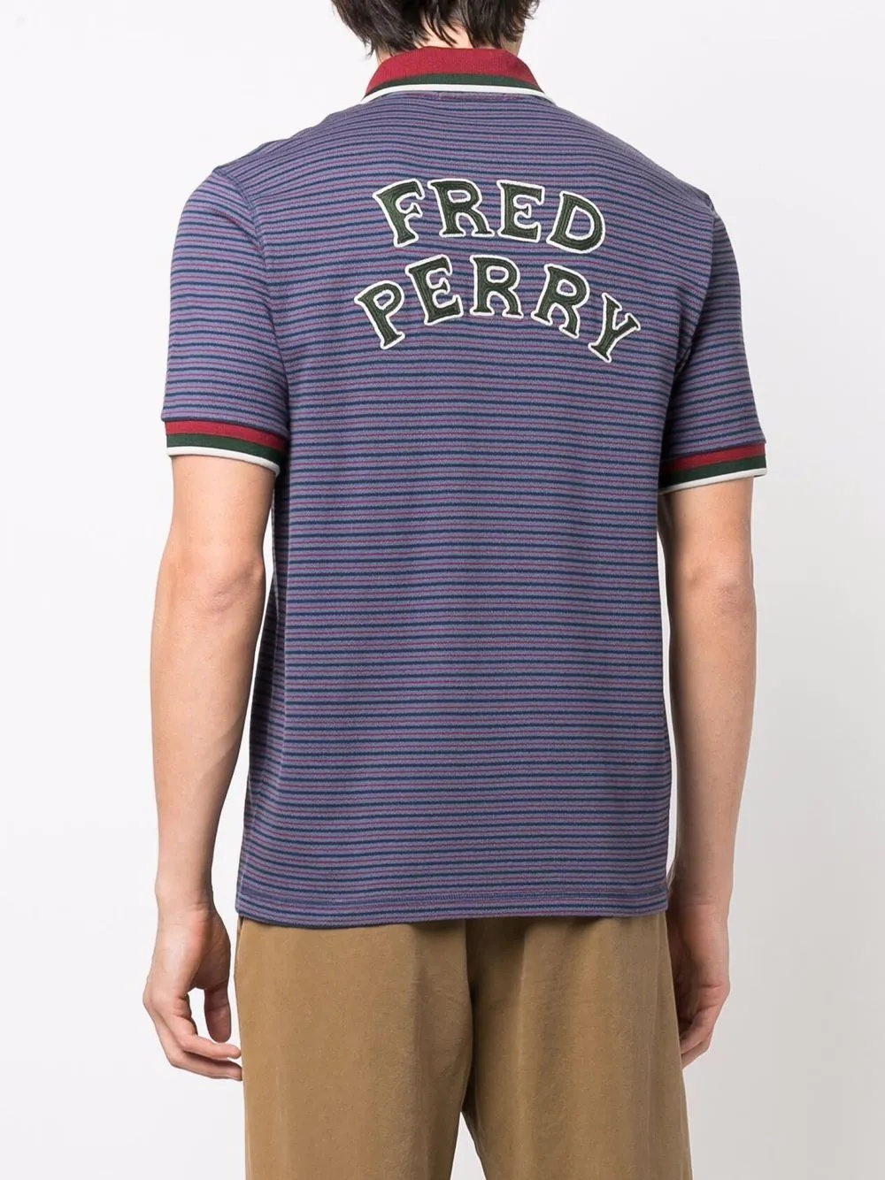 logo-embroidered striped polo shirt - 4