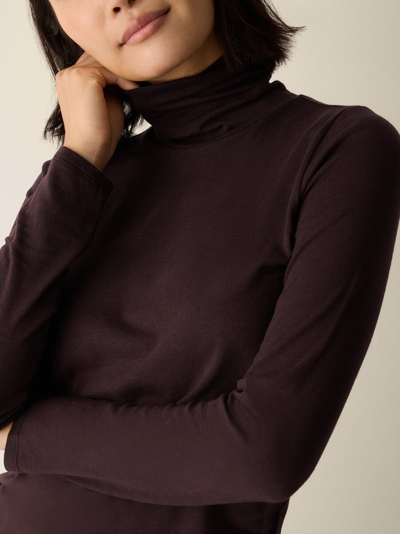 Sheer Cotton Blend Knit Turtleneck Top 5
