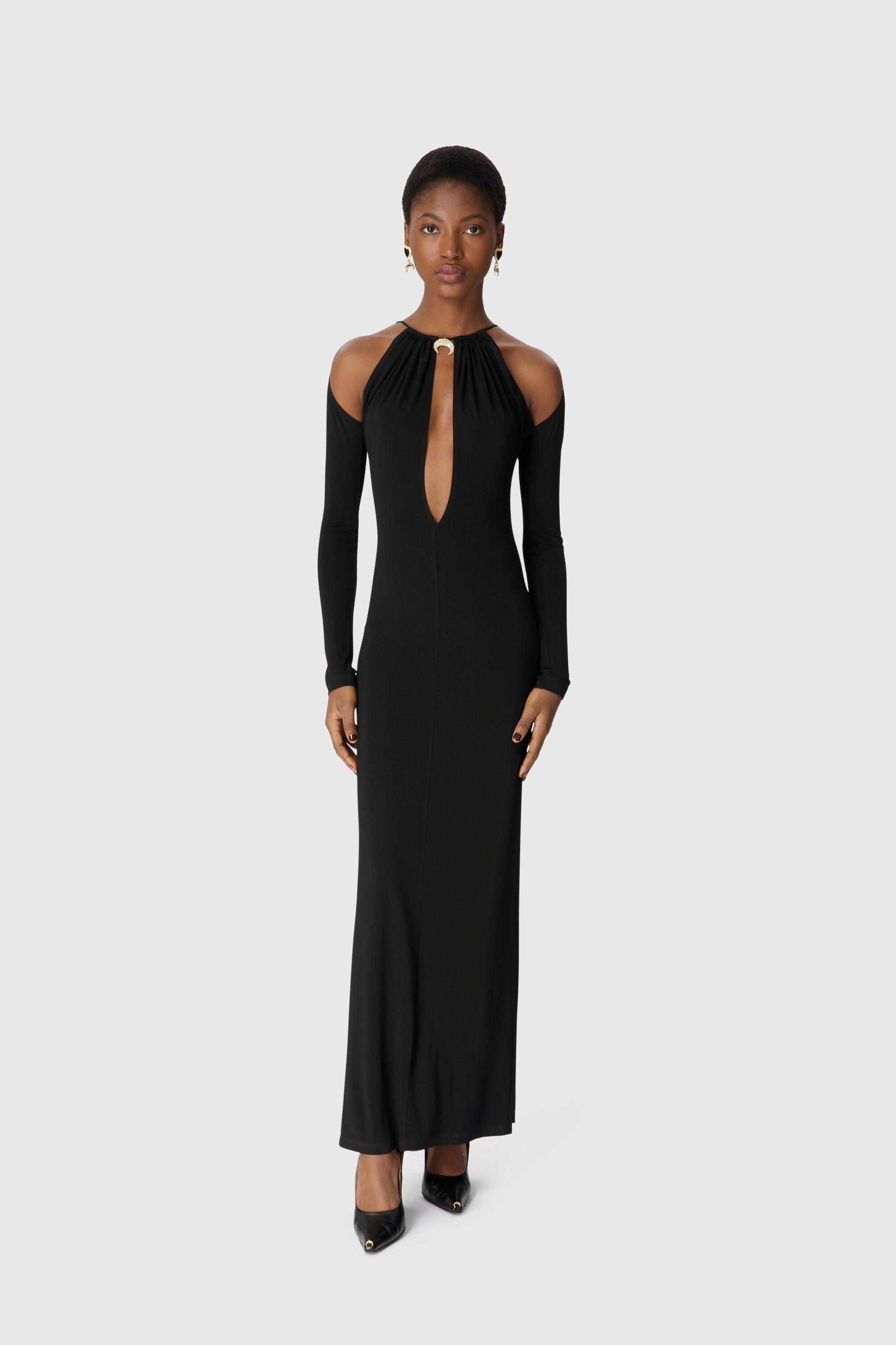 Draped Jersey LS Long Dress - 2