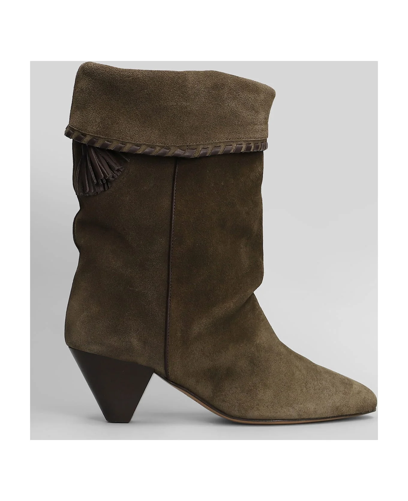 Dalby High Heels Ankle Boots In Khaki Suede - 1
