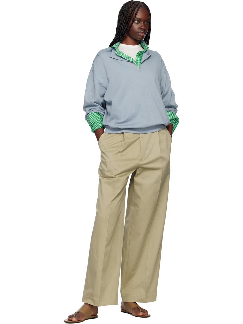 AURALEE Khaki Washed Finx Chino One-Tuck Trousers outlook