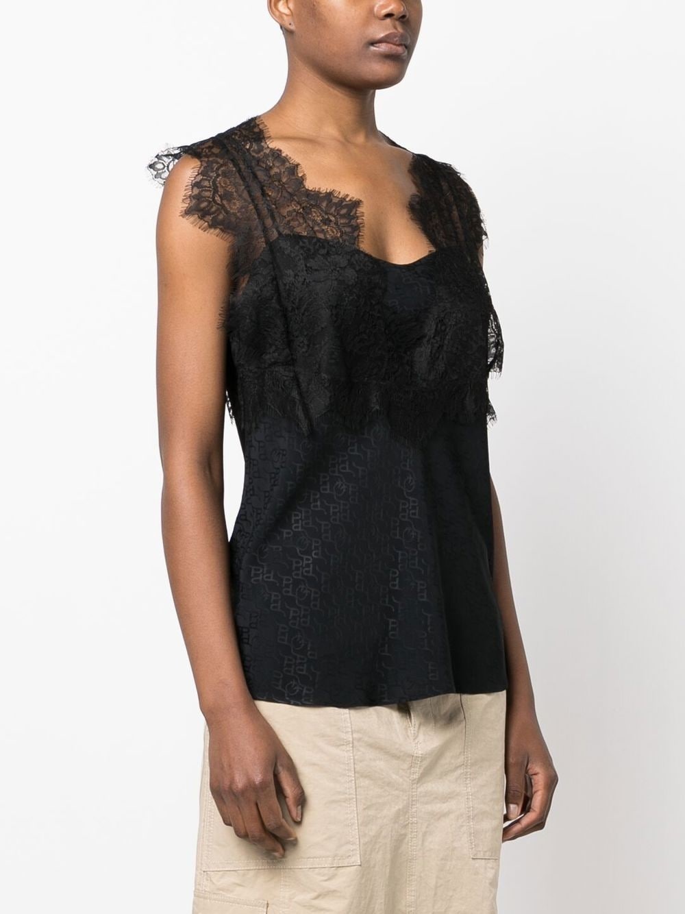 lace-trim jacquard blouse - 3