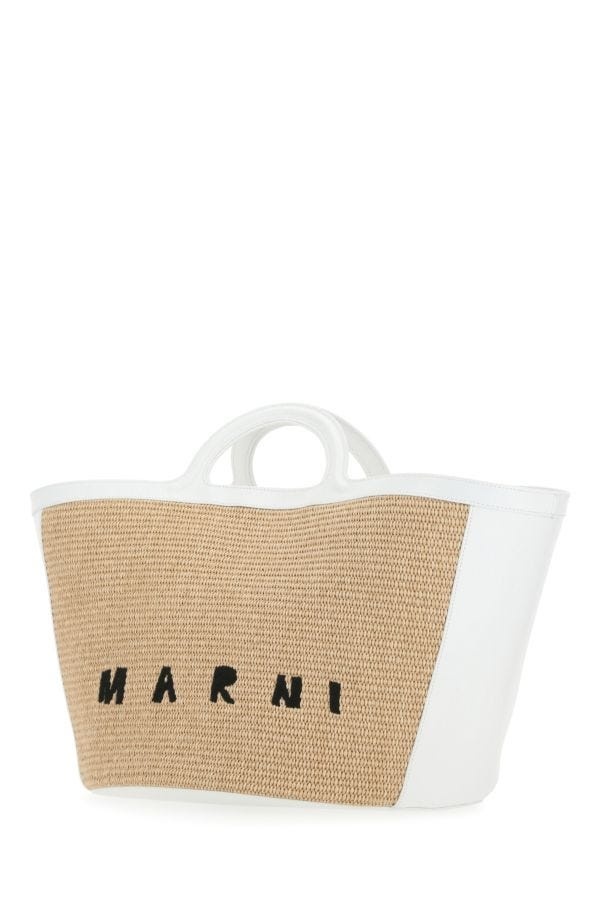 MARNI Two-Tone Leather And Raffia Large Tropicalia Summer Handbag - 2