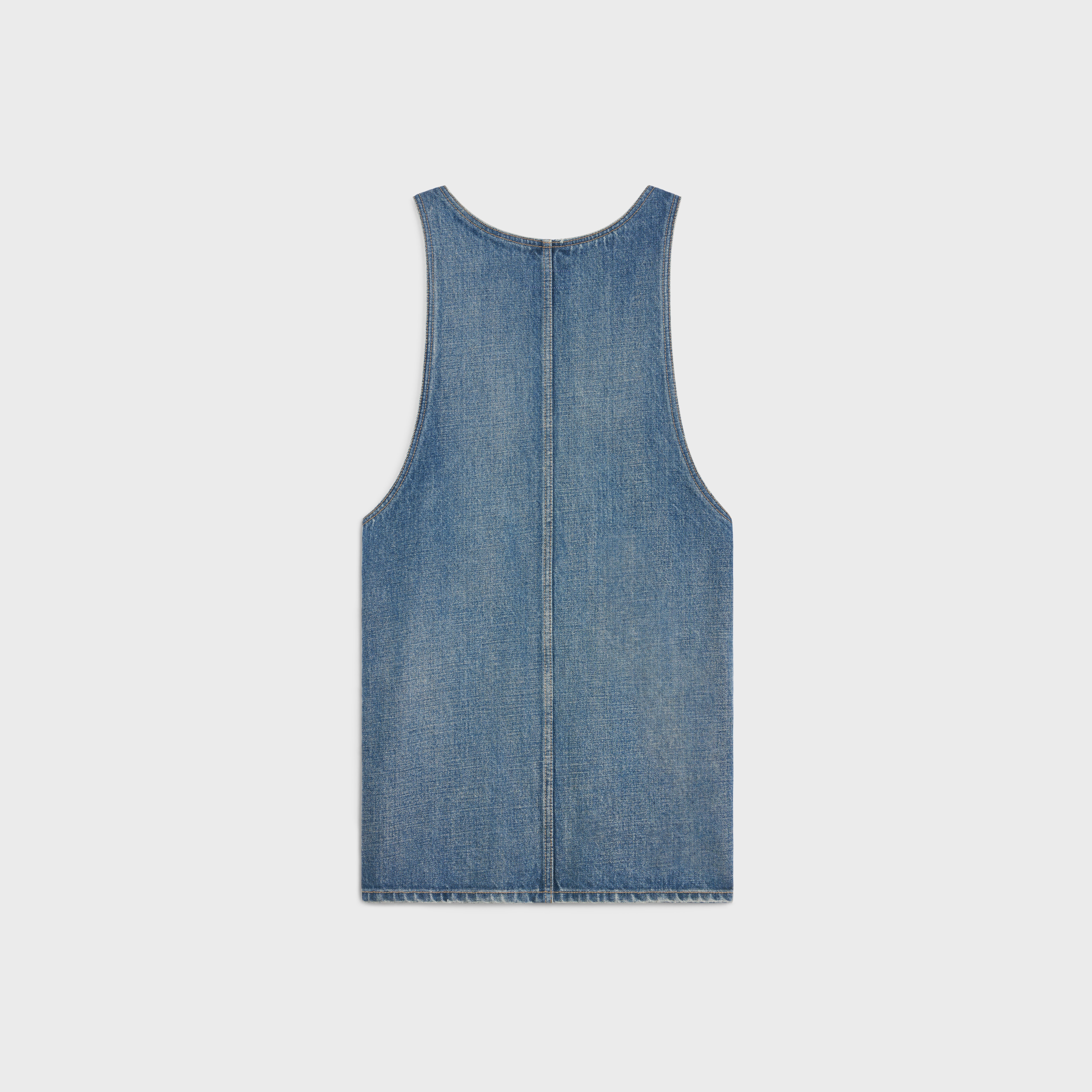 関税込 CELINE dungarees mini dress in union wash denim CELINE dungarees mini dress in union wash denim | REVERSIBLE