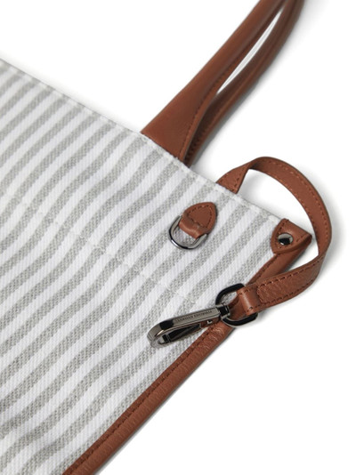 Brunello Cucinelli logo-embroidered striped tote bag outlook