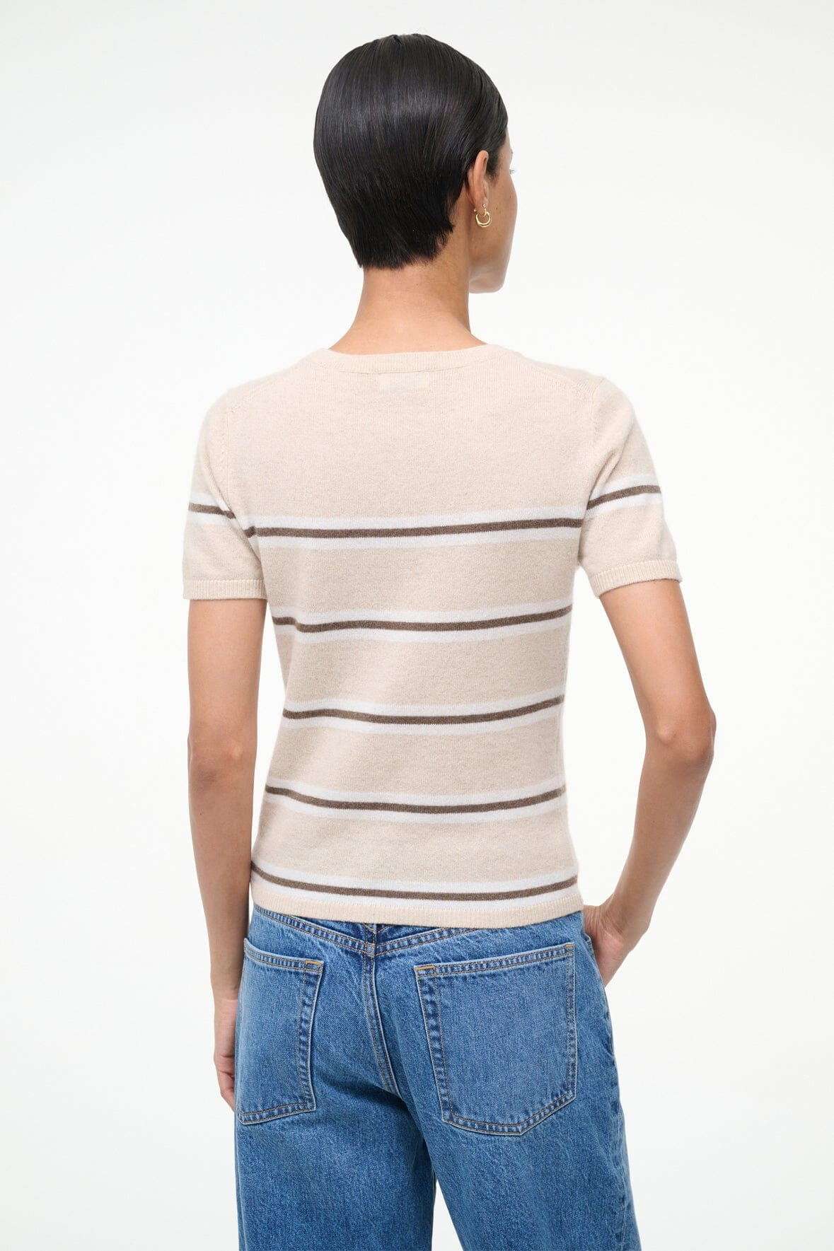 STAUD EASY CASHMERE TEE WHISPER STRIPE - 3