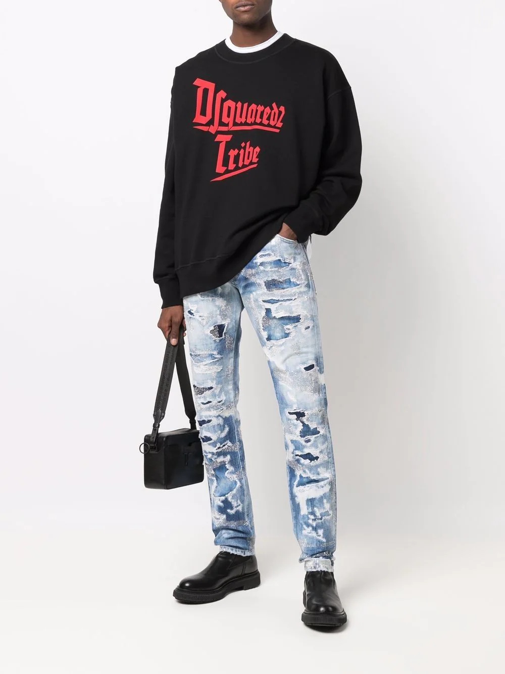 slogan logo-print crew-neck sweatshirt - 2