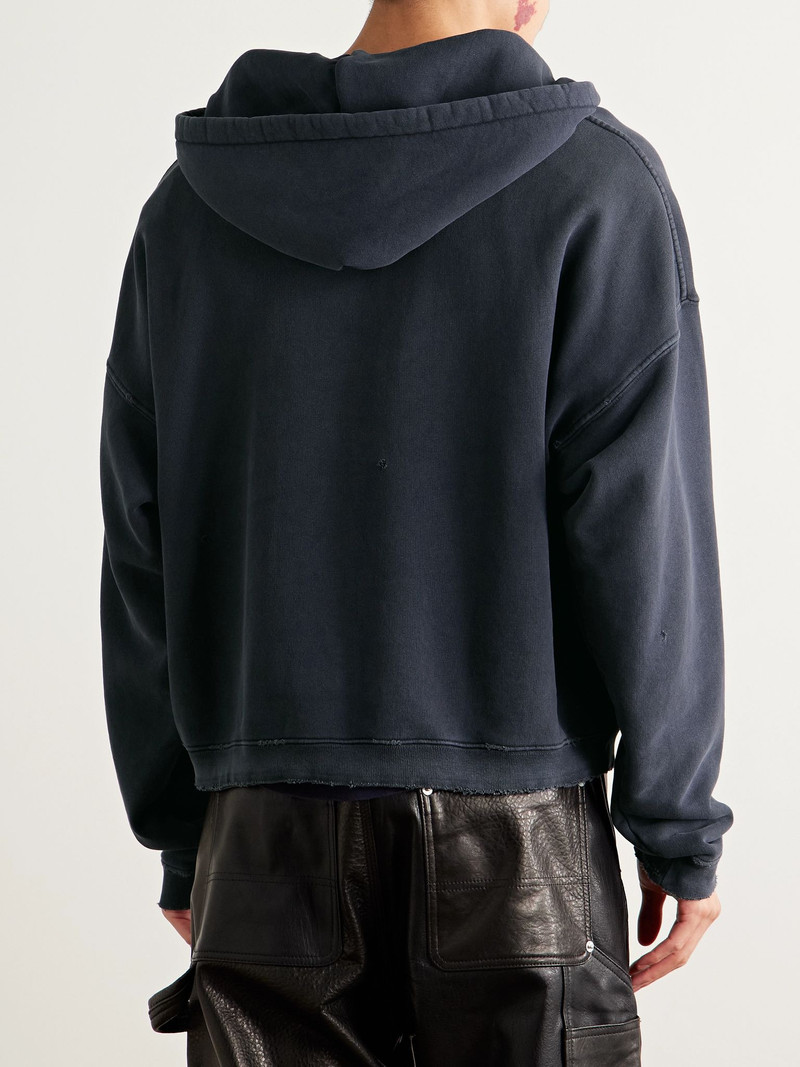 Distressed Logo-Print Cotton-Jersey Hoodie Black 3