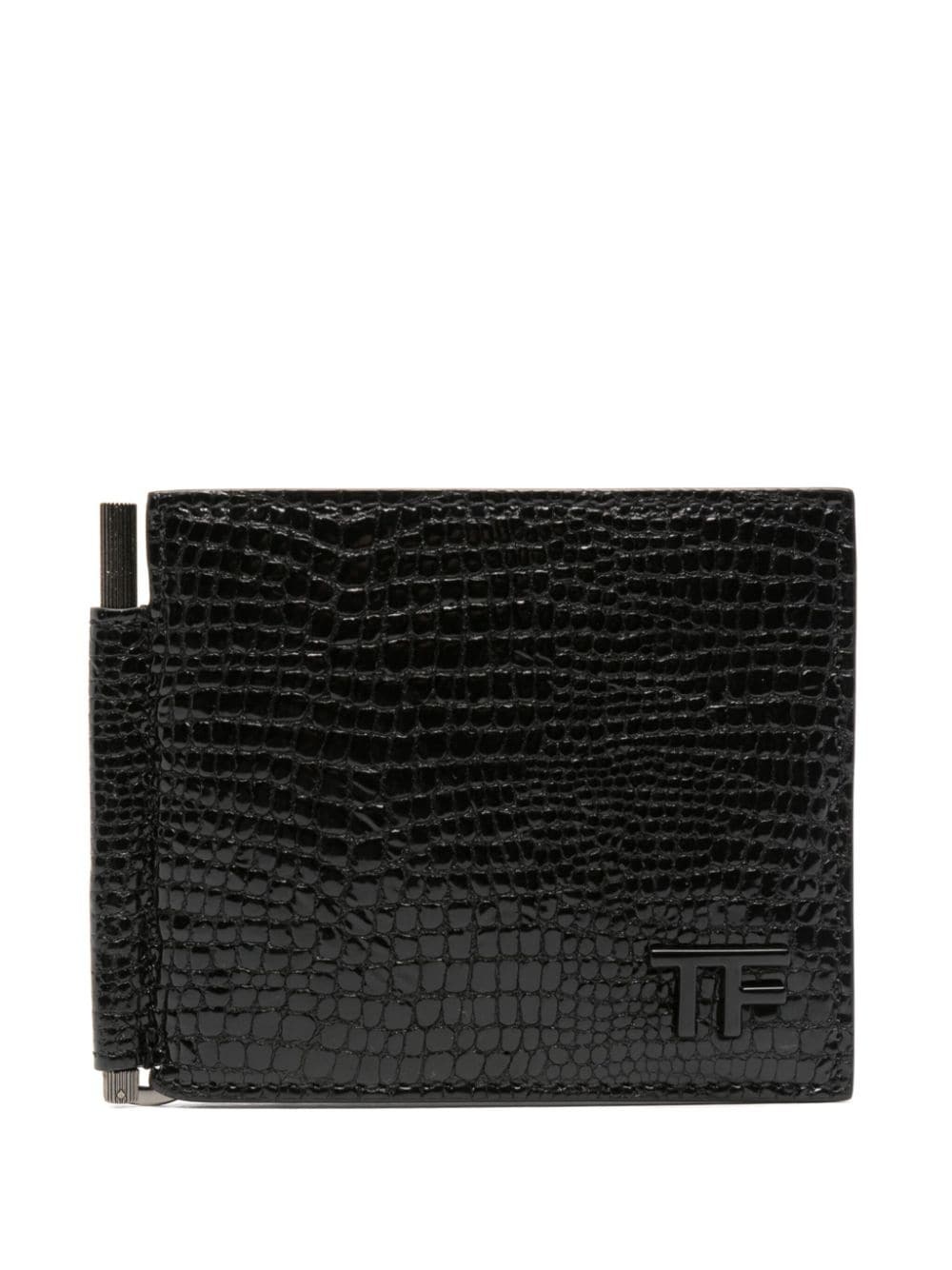 lizard skin-effect leather wallet - 1