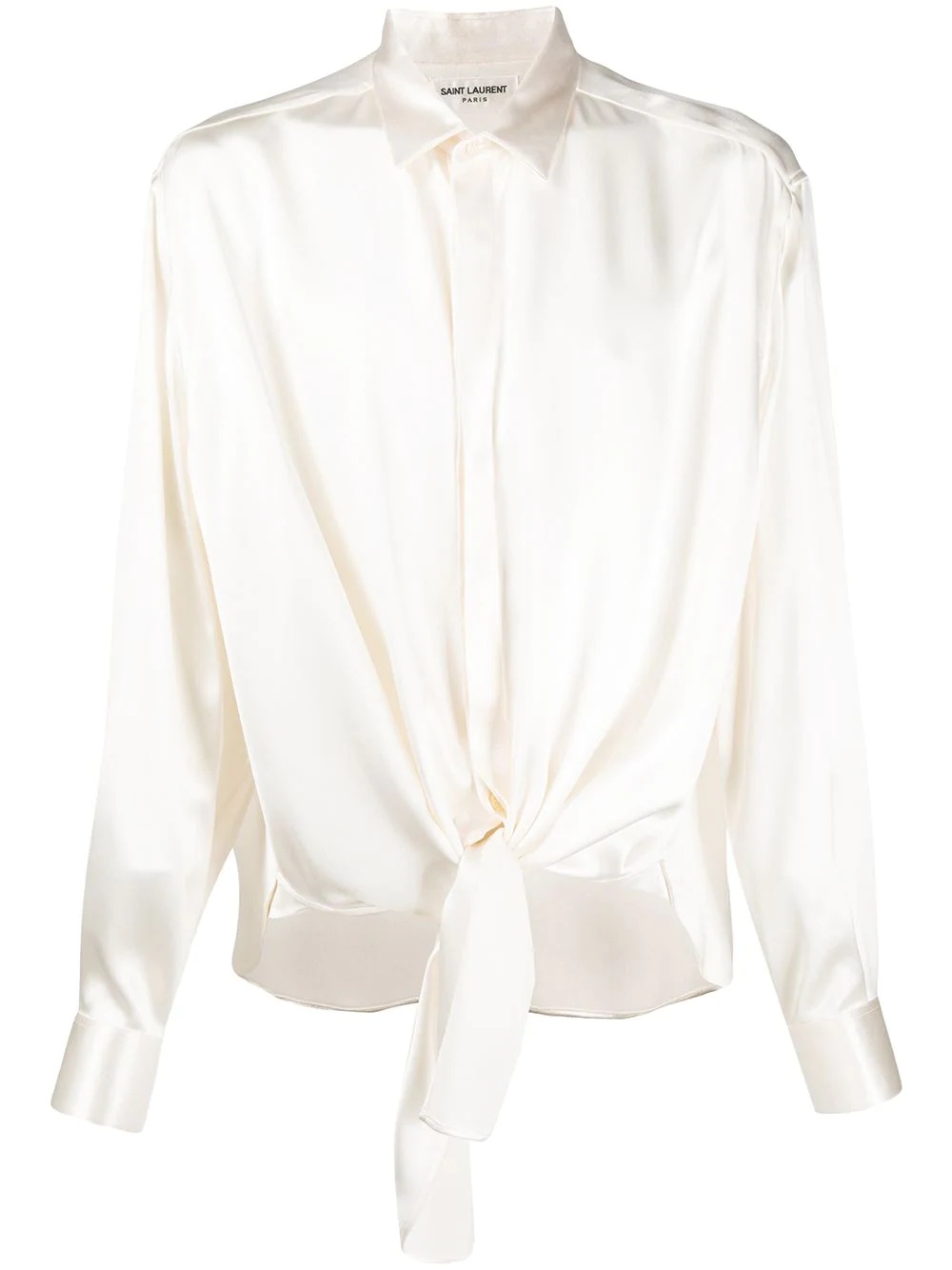 tie-front long-sleeved shirt - 1