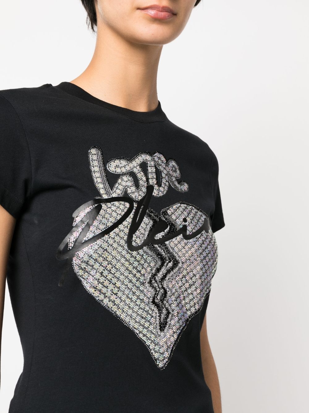 heart-motif rhinestone-embellished T-shirt - 5