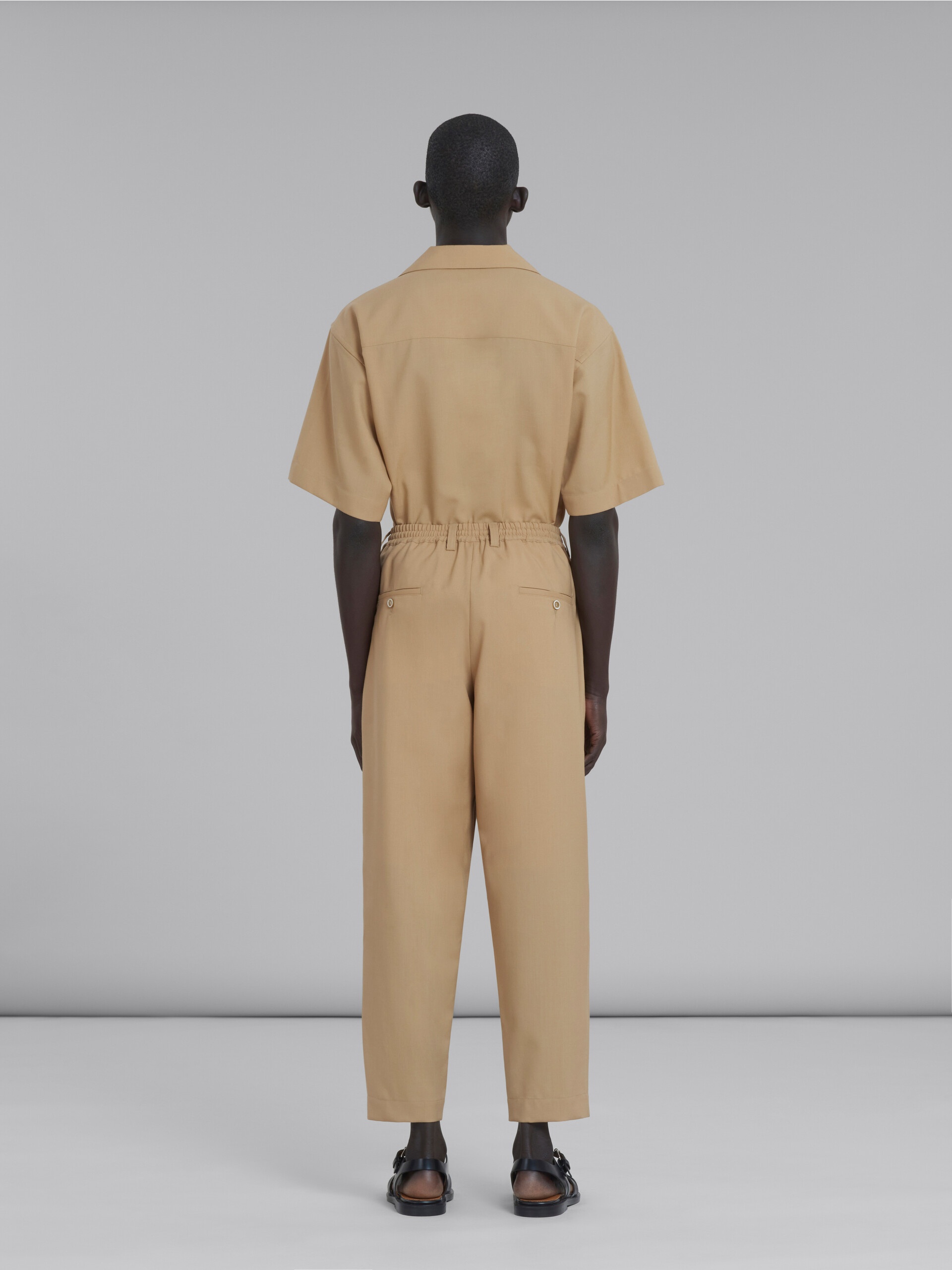 BEIGE CROPPED TROUSERS IN TROPICAL WOOL - 3