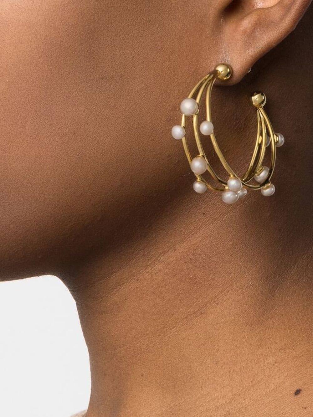 pearl-embellished hoop earrings - 2