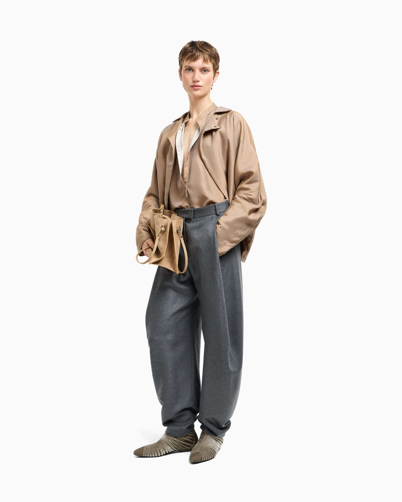 RELAXED-FIT SILK FLANNEL TROUSERS - 2