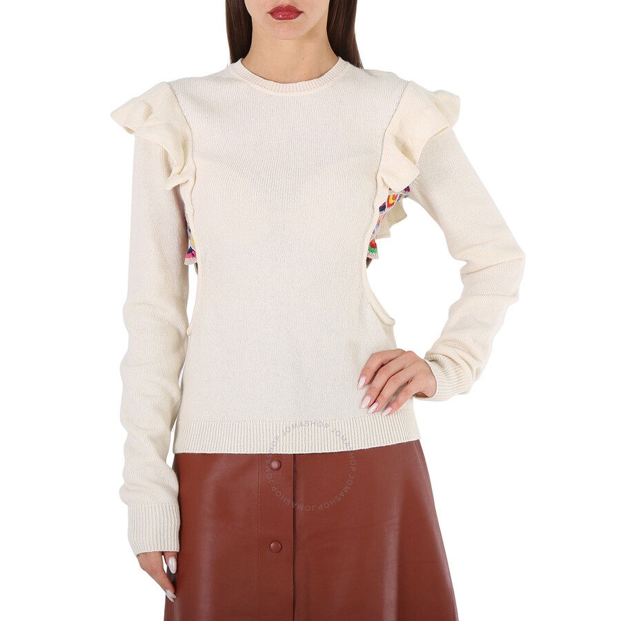 Chloe Ladies Multicolor Ruffled Crochet Sweater - 3