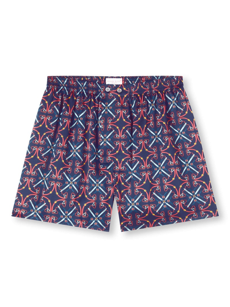 Men's Classic Fit Boxers Brindisi 93 Silk Satin Navy - 1