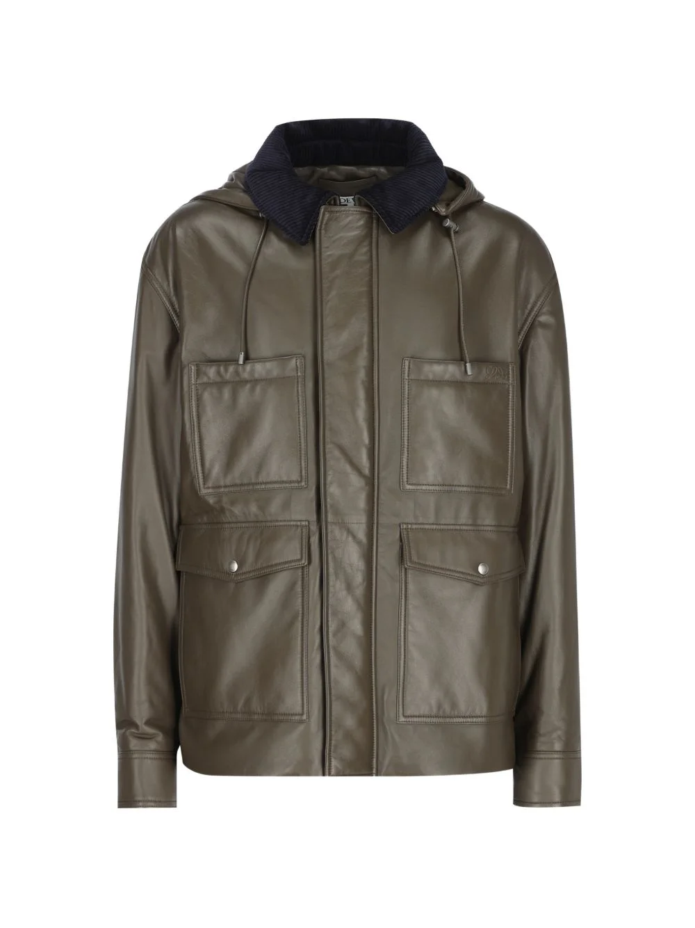 corduroy-collar hooded jacket - 1