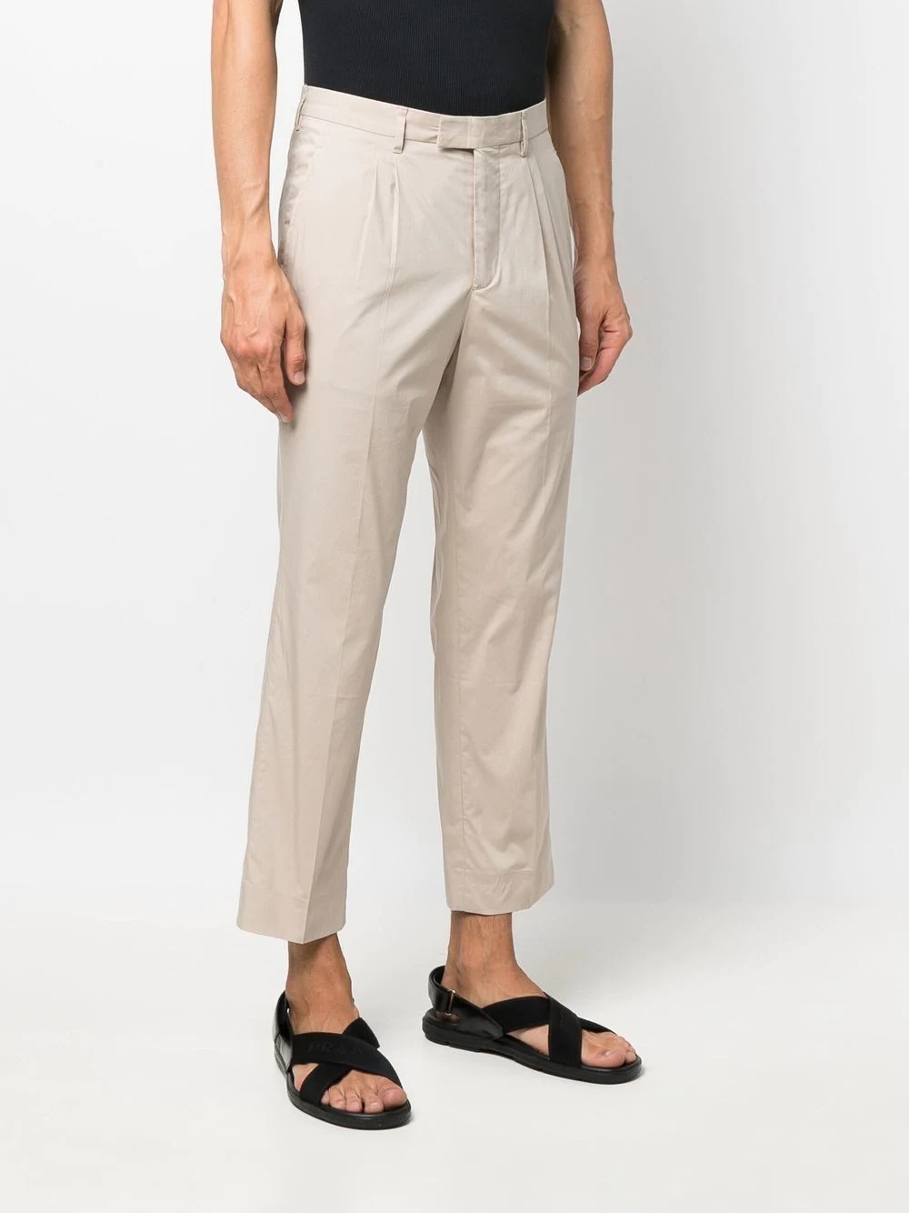 pleated cropped chino trousers - 3