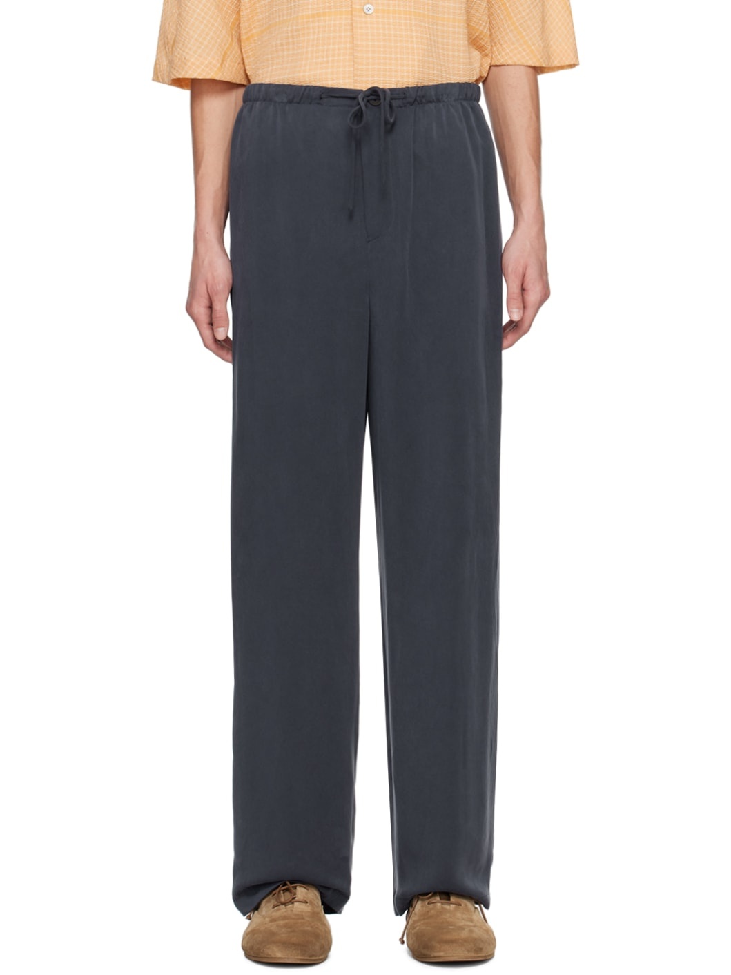 Navy Drawstring Trousers - 1