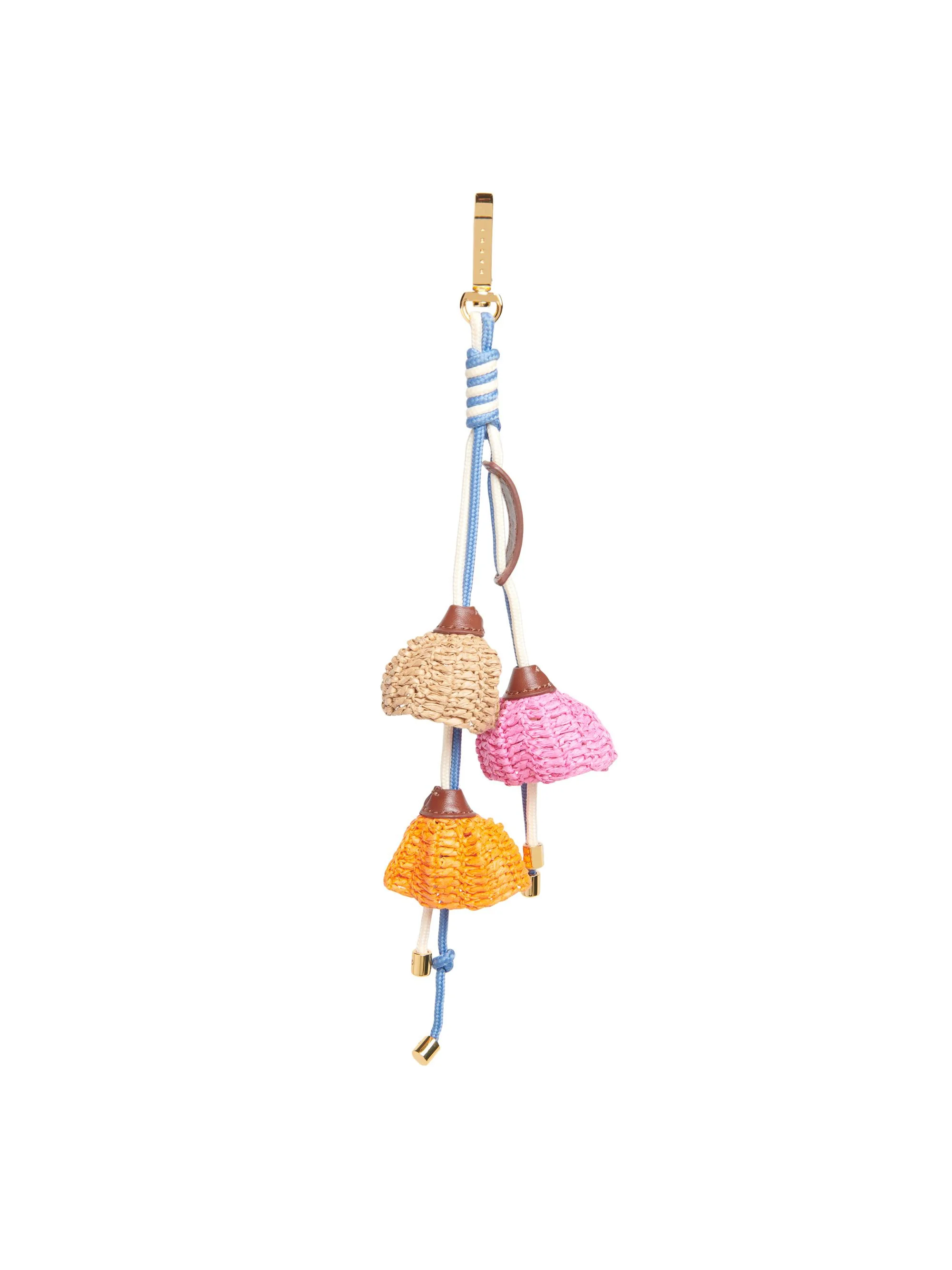 Men's Woven Flower Bag Charm - Natural Blue Yellow - 1