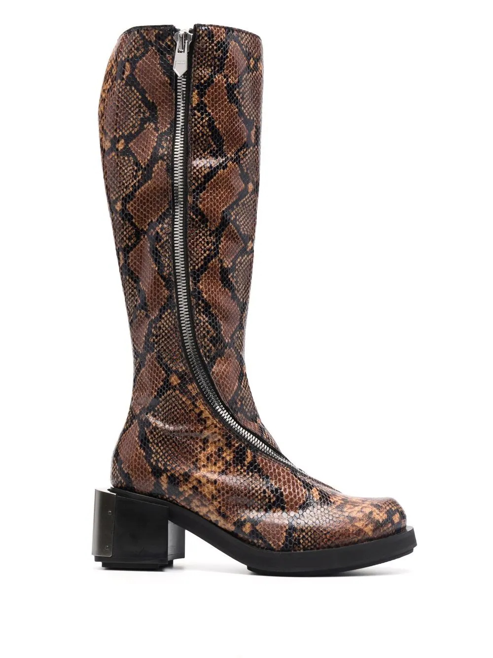 snakeskin-effect knee-high riding boots - 1