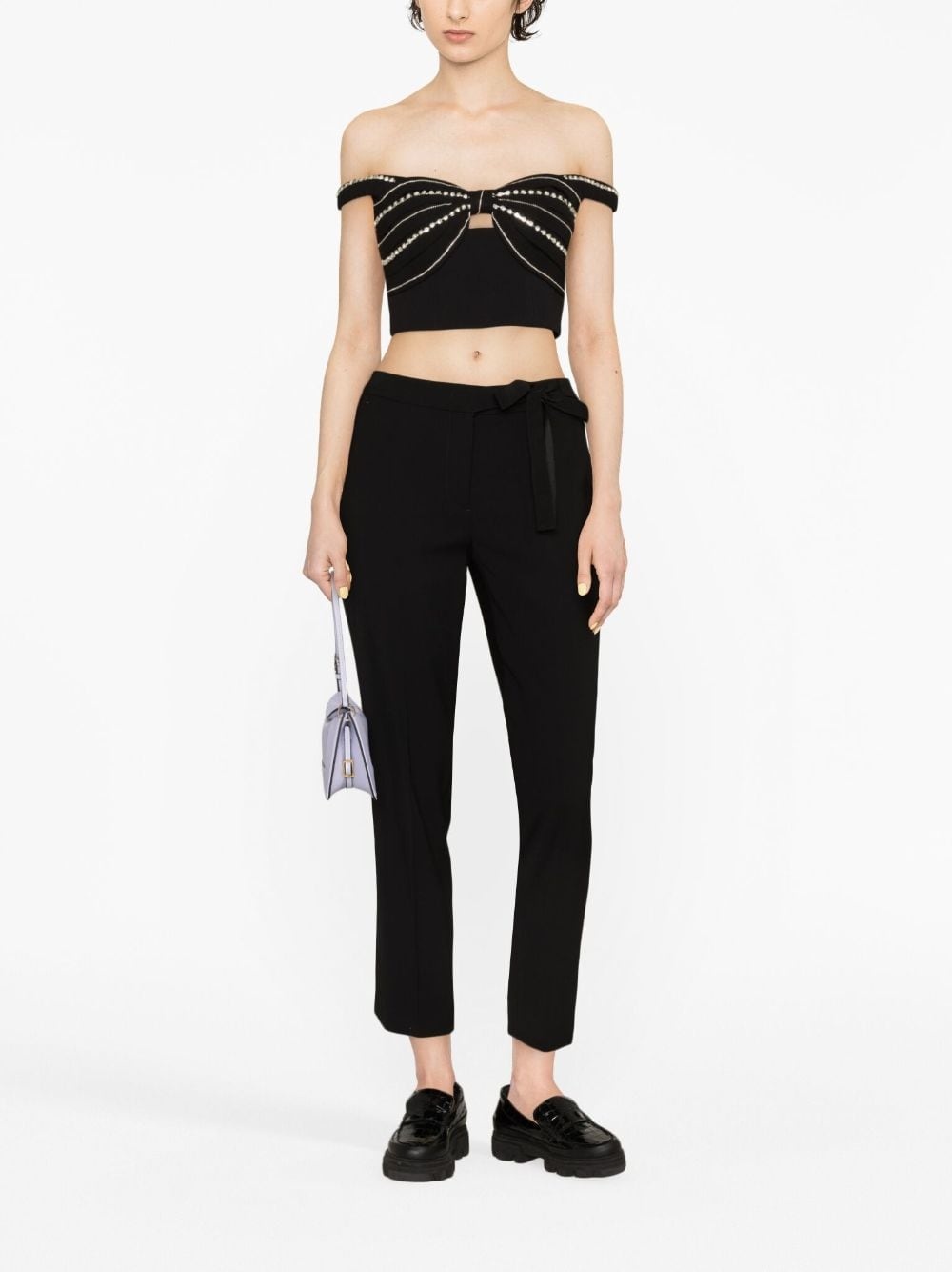 crystal-embellished cropped top - 2
