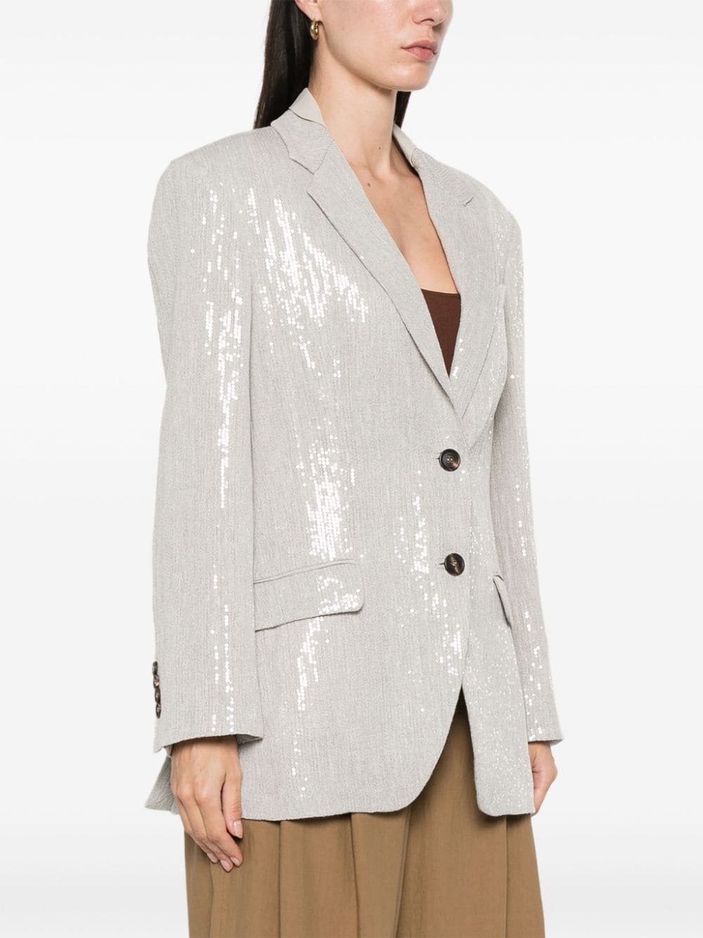 sequinned linen-blend blazer - 3