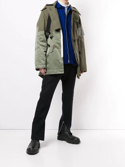 sacai double-breasted panelled coat outlook