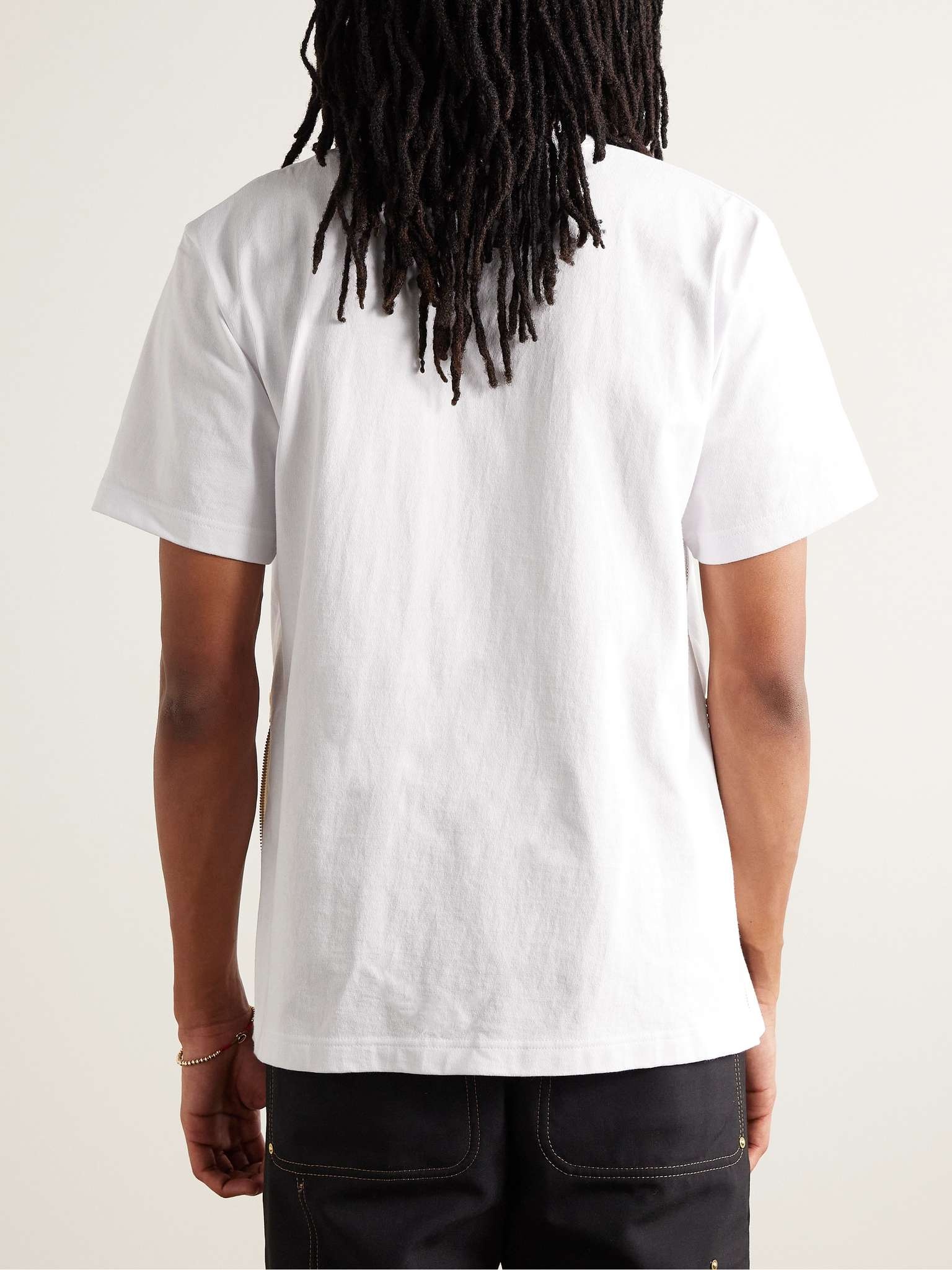 + Carhartt WIP Zip-Detailed Logo-Appliquéd Canvas-Trimmed Cotton-Jersey T-Shirt - 4