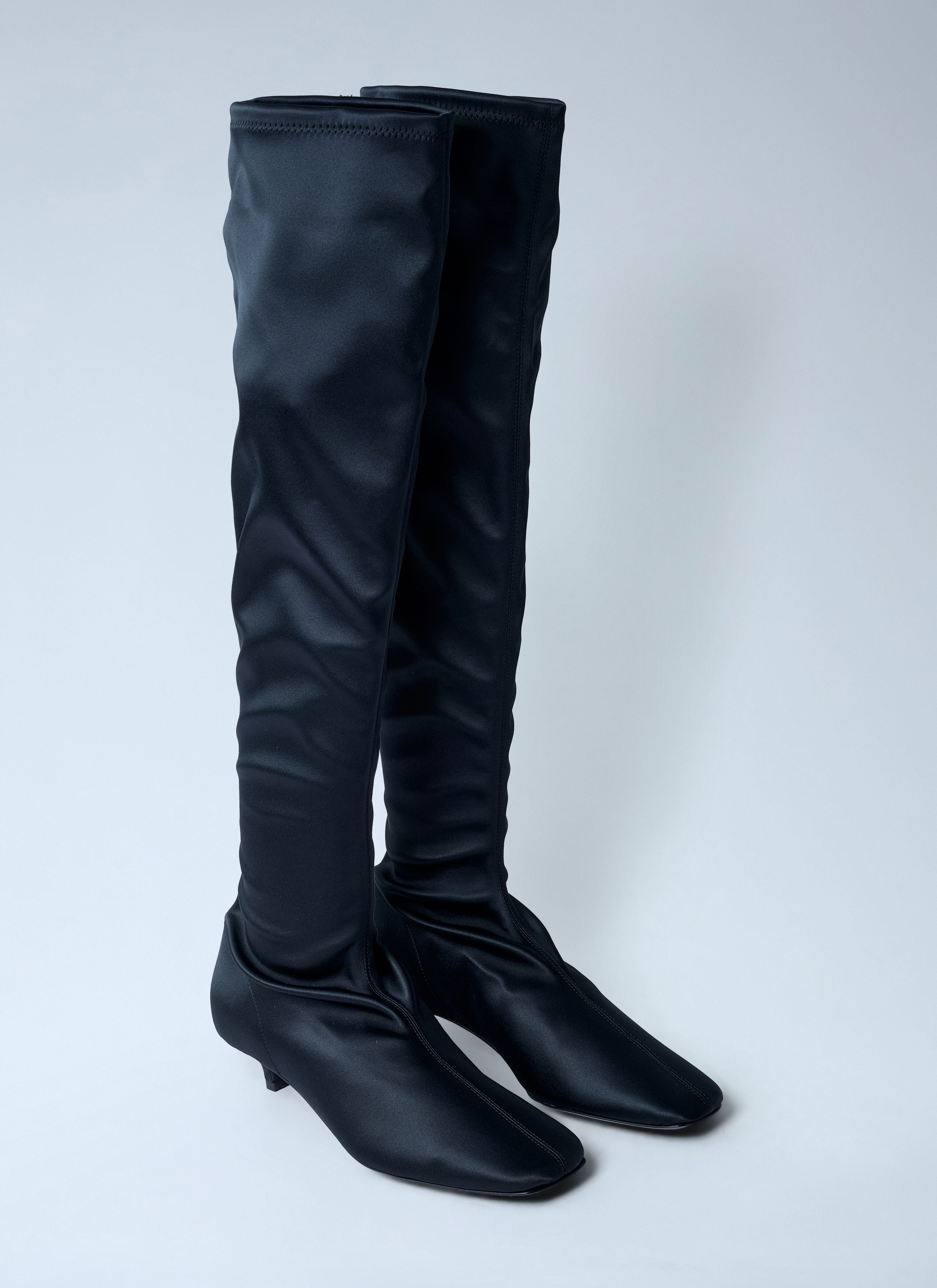 Satin Knee-High Boots - 2