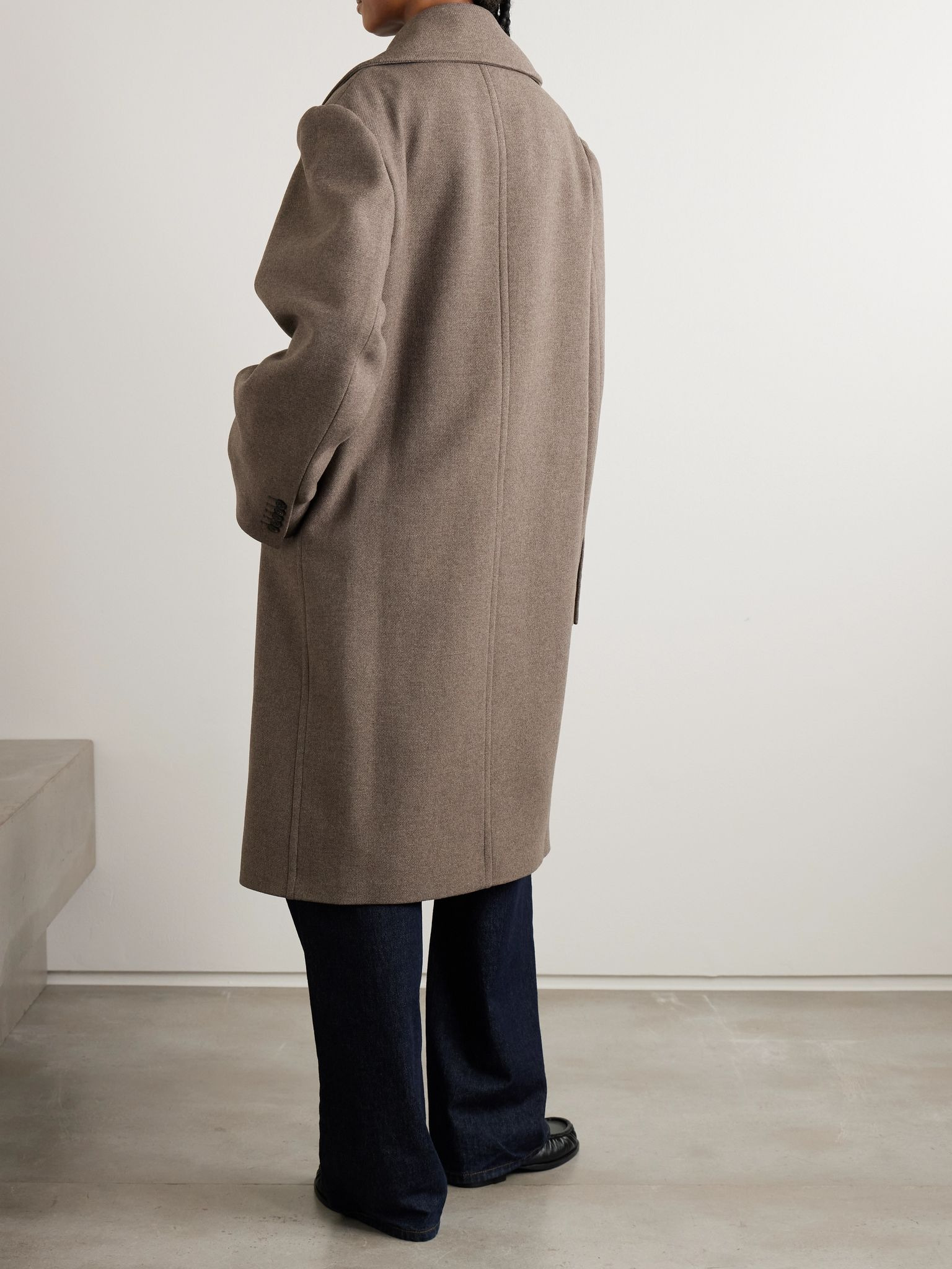 Oversized wool-blend double-breasted coat Taupe - 4